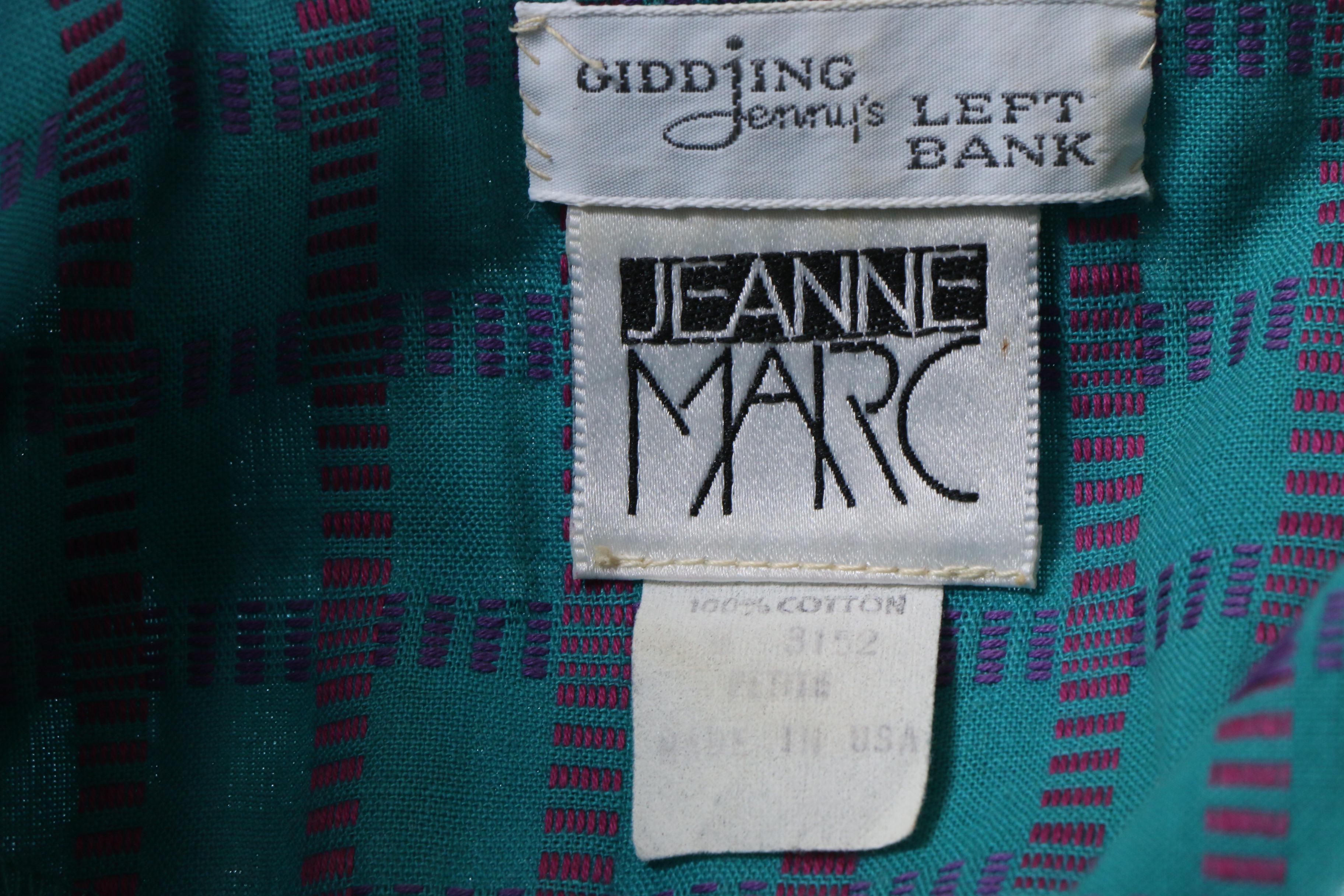Jeanne Marc Cotton Drop Waist Dress with Woven Accents, 1980s Vintage