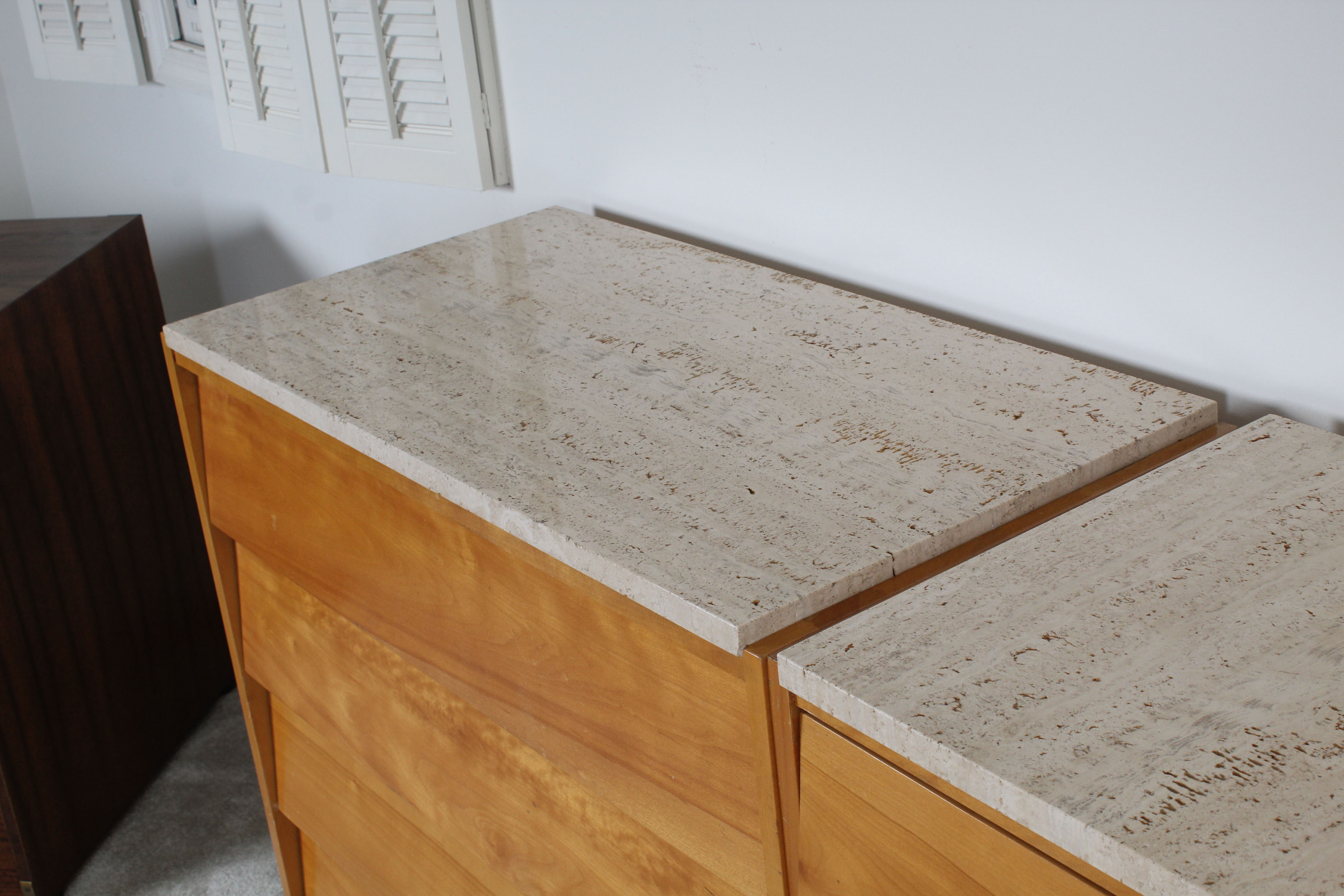 Pair of Florence Knoll for Knoll Associates Louvered Drawer Birch Chests, c 1950