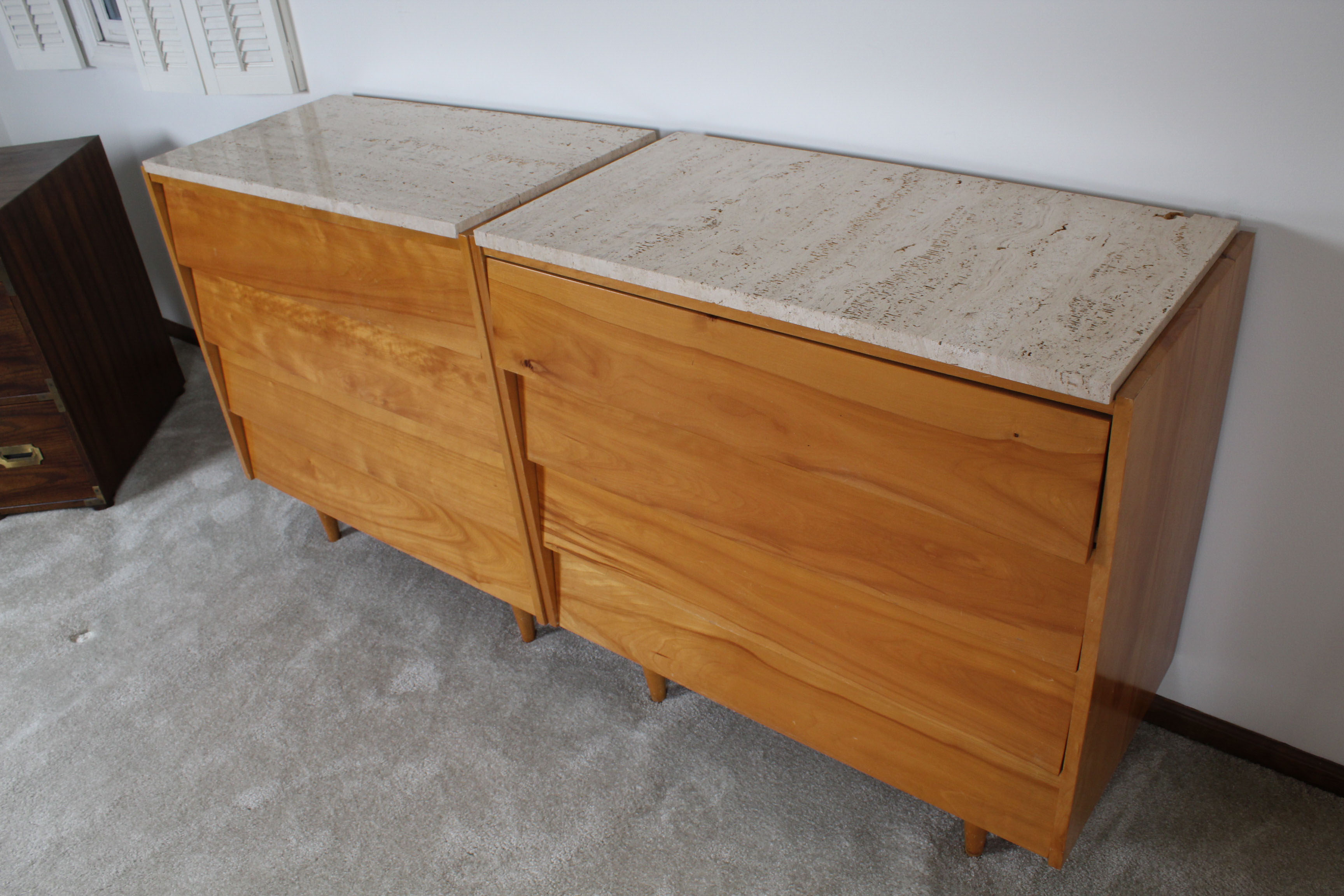 Pair of Florence Knoll for Knoll Associates Louvered Drawer Birch Chests, c 1950