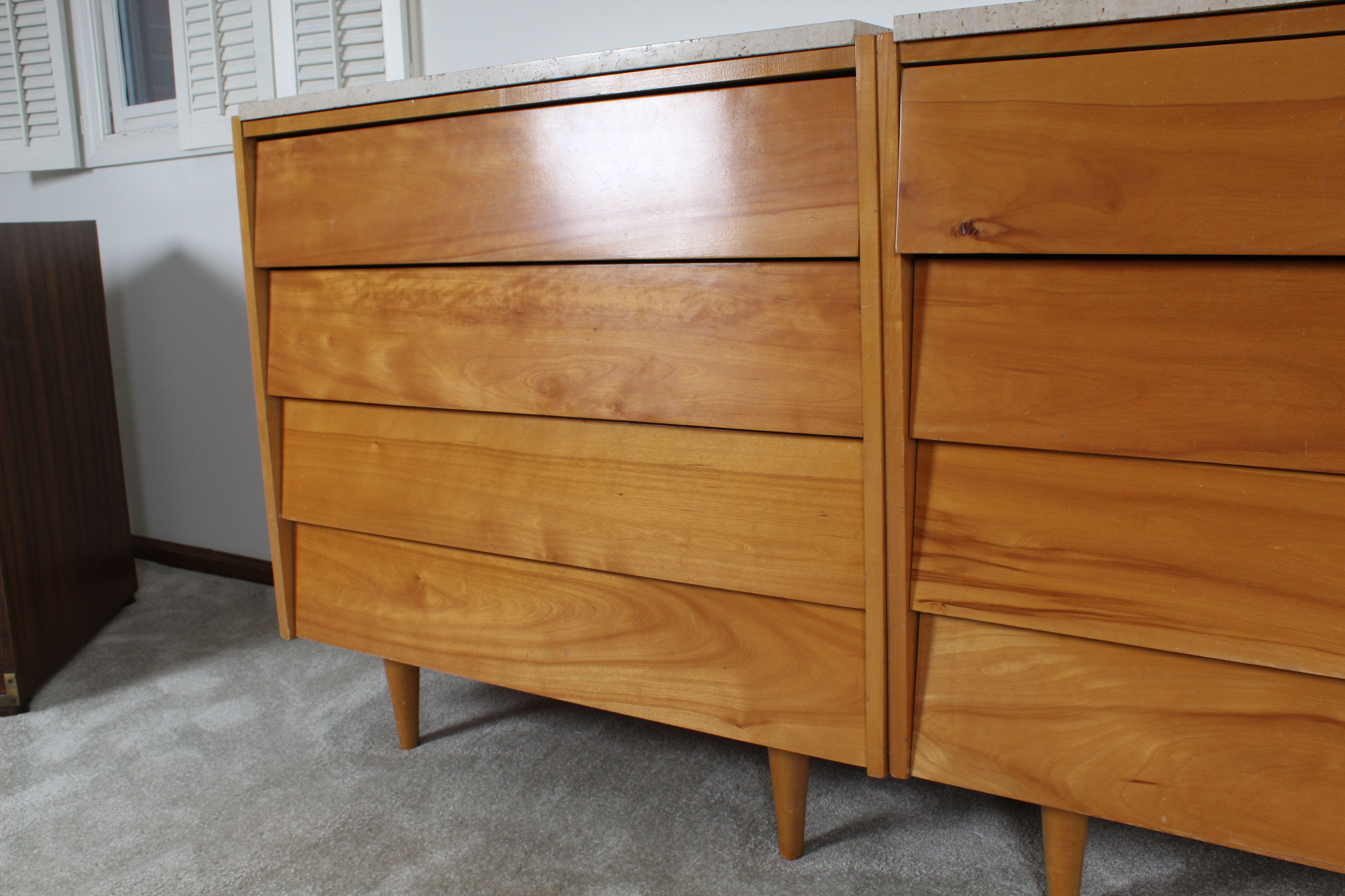 Pair of Florence Knoll for Knoll Associates Louvered Drawer Birch Chests, c 1950