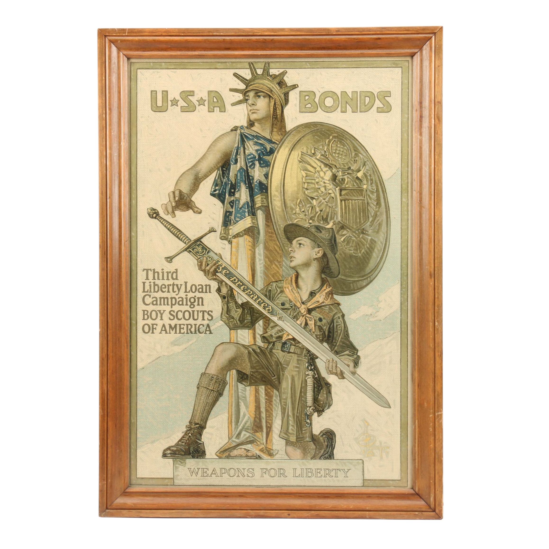 "U.S.A. Bonds Weapons for Liberty" Joseph Christian Leyendecker Lithograph