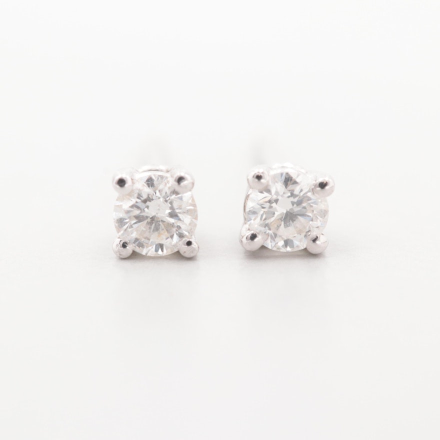 14K White Gold Diamond Earrings