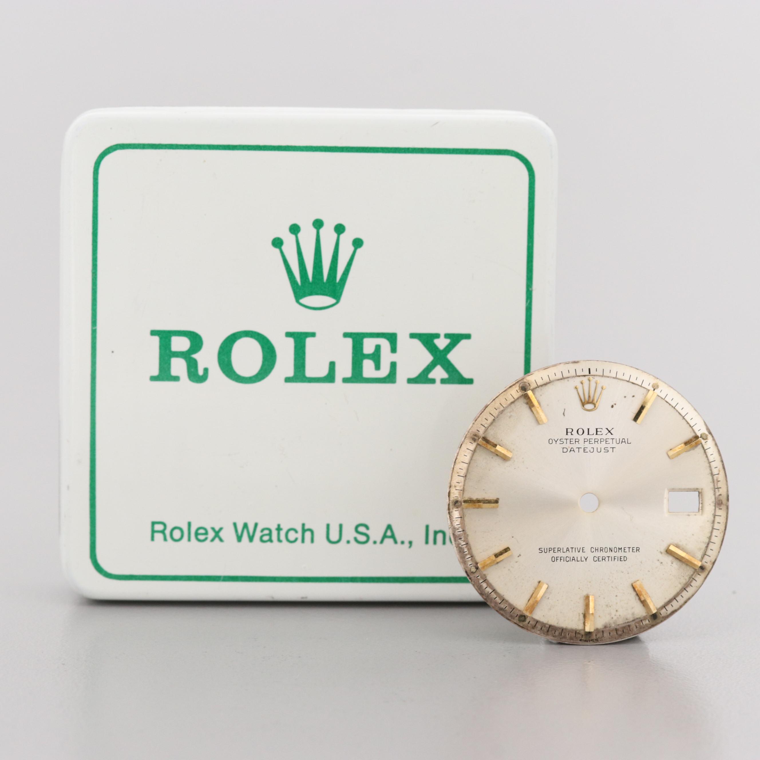 Rolex Datejust Dial in Vintage Rolex Parts Tin