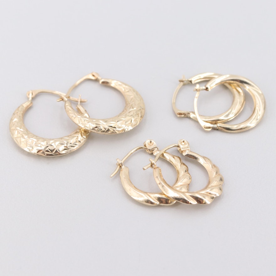 10K Yellow Gold Hoop Earrings