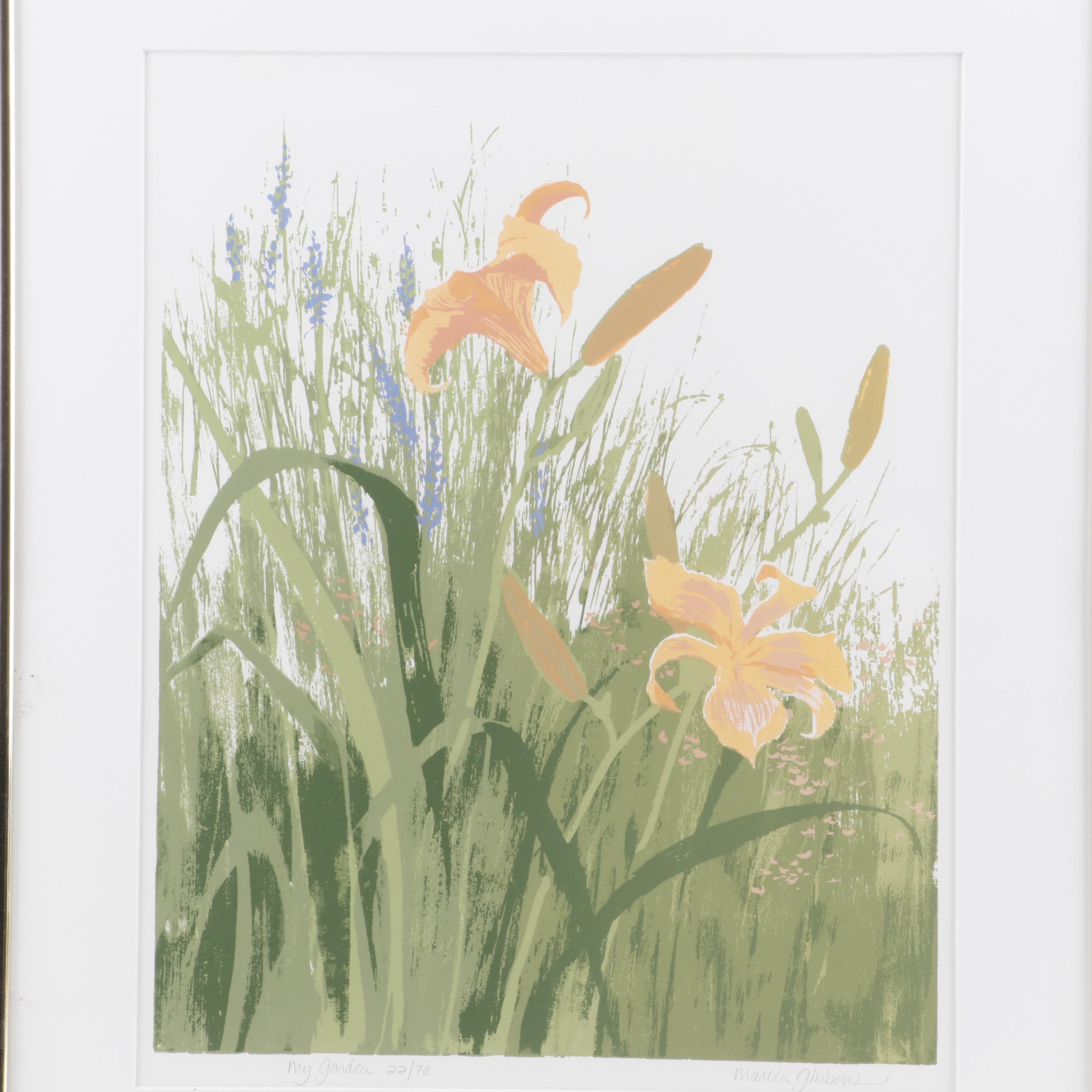 Marcia Gibbons Serigraphs "My Garden" and "Field Flowers"
