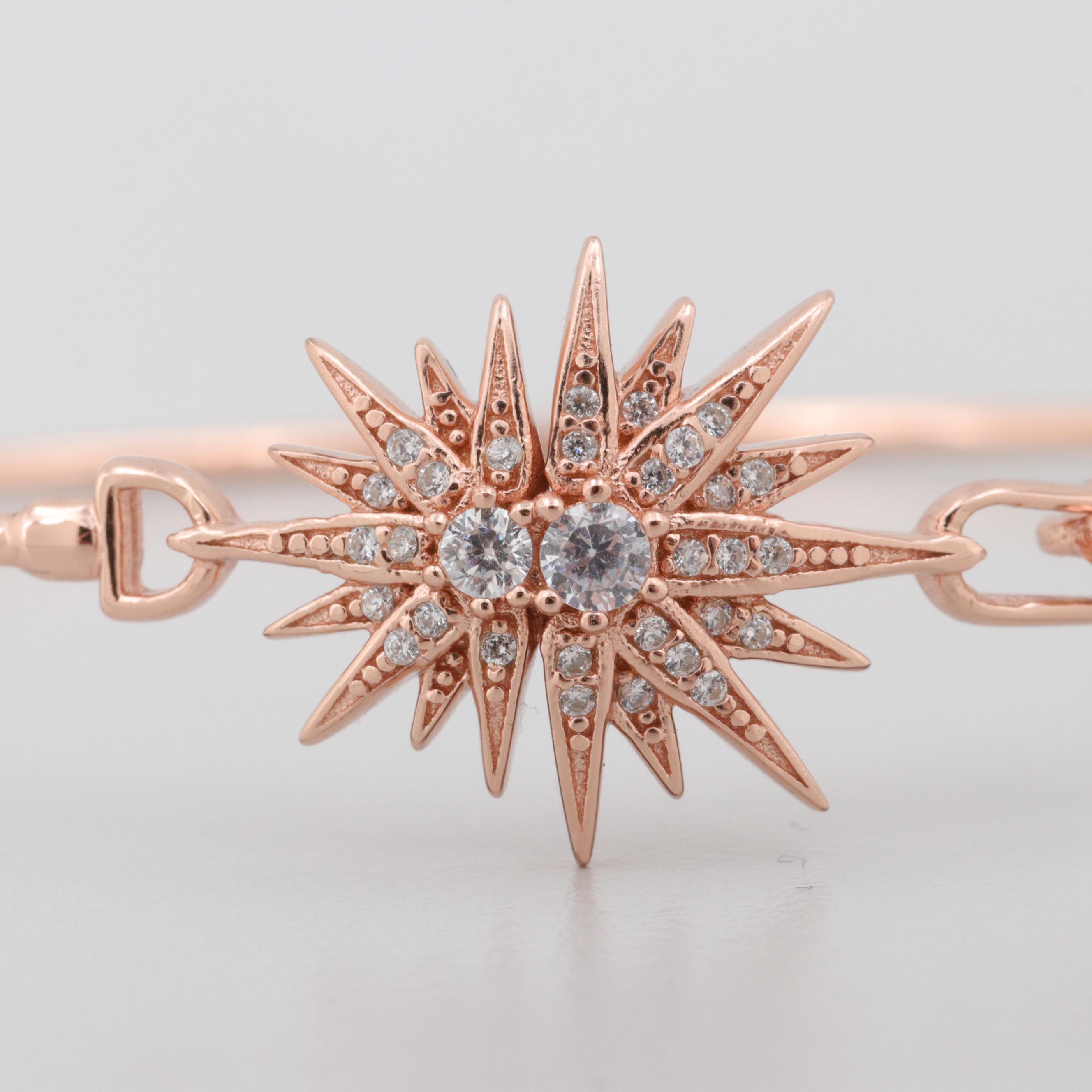 Rose Wash on Sterling Silver Cubic Zirconia Bracelet