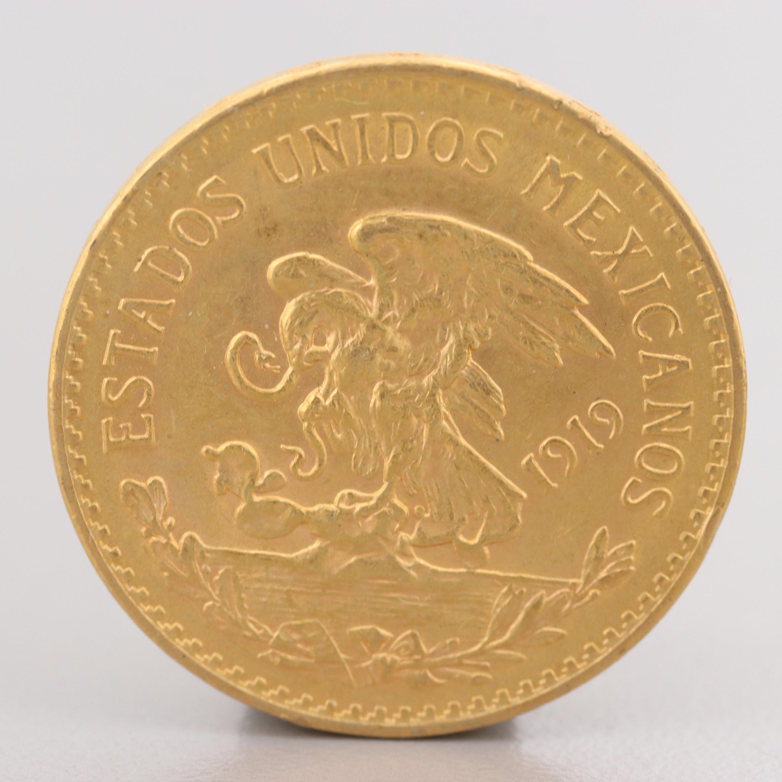1919 Mexico 20 Pesos Gold Coin
