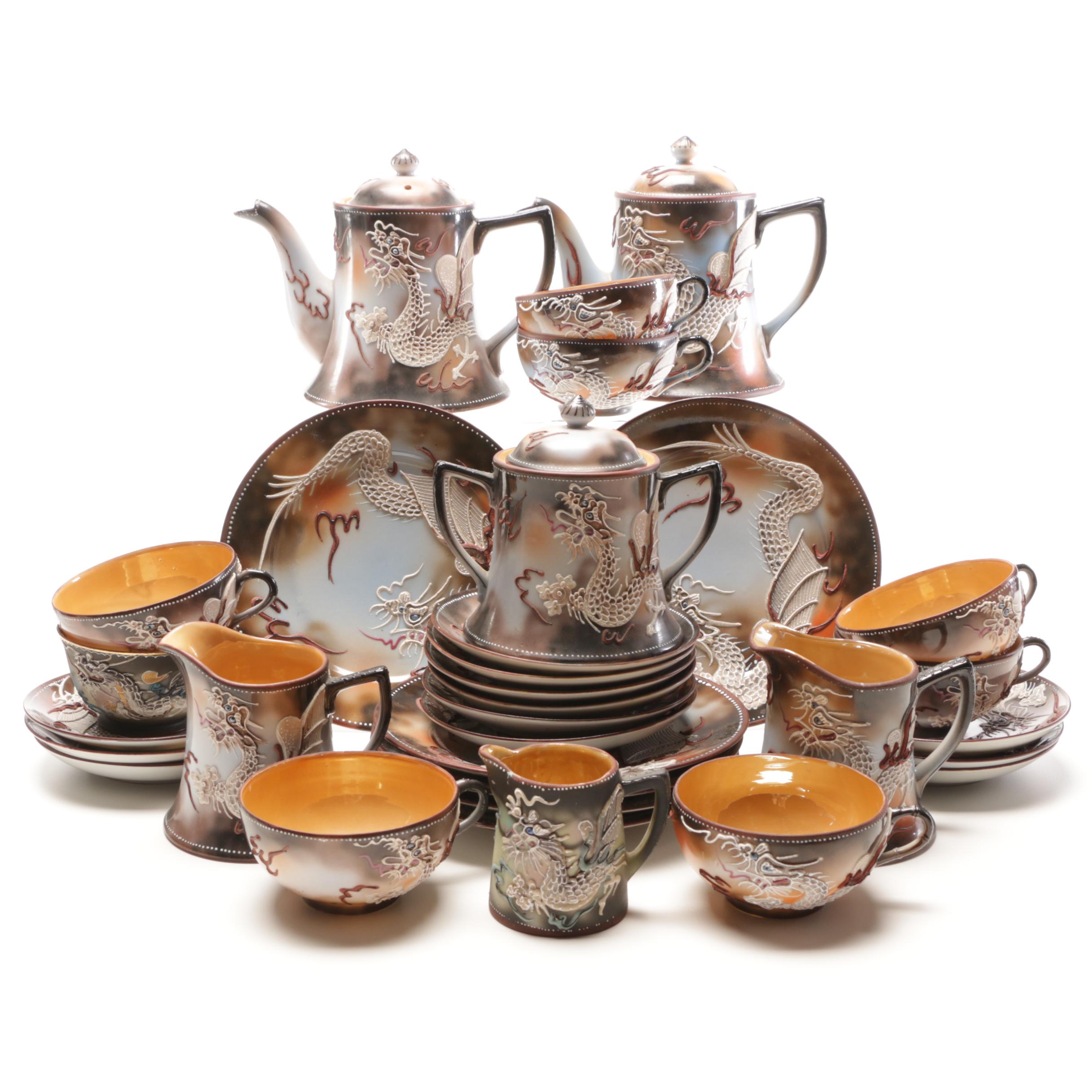 Takito Japanese Moriage Dragonware Porcelain Tea Set