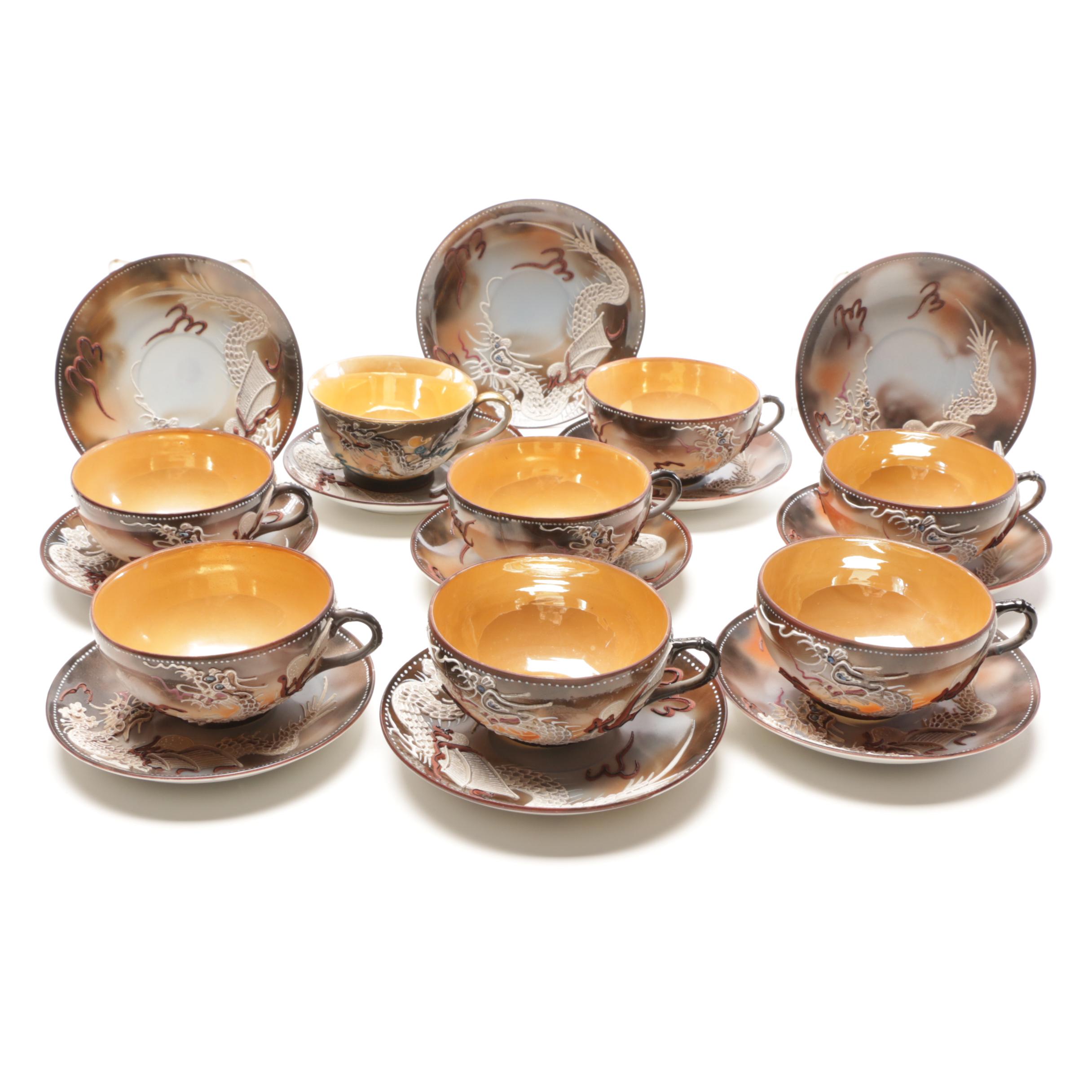 Takito Japanese Moriage Dragonware Porcelain Tea Set
