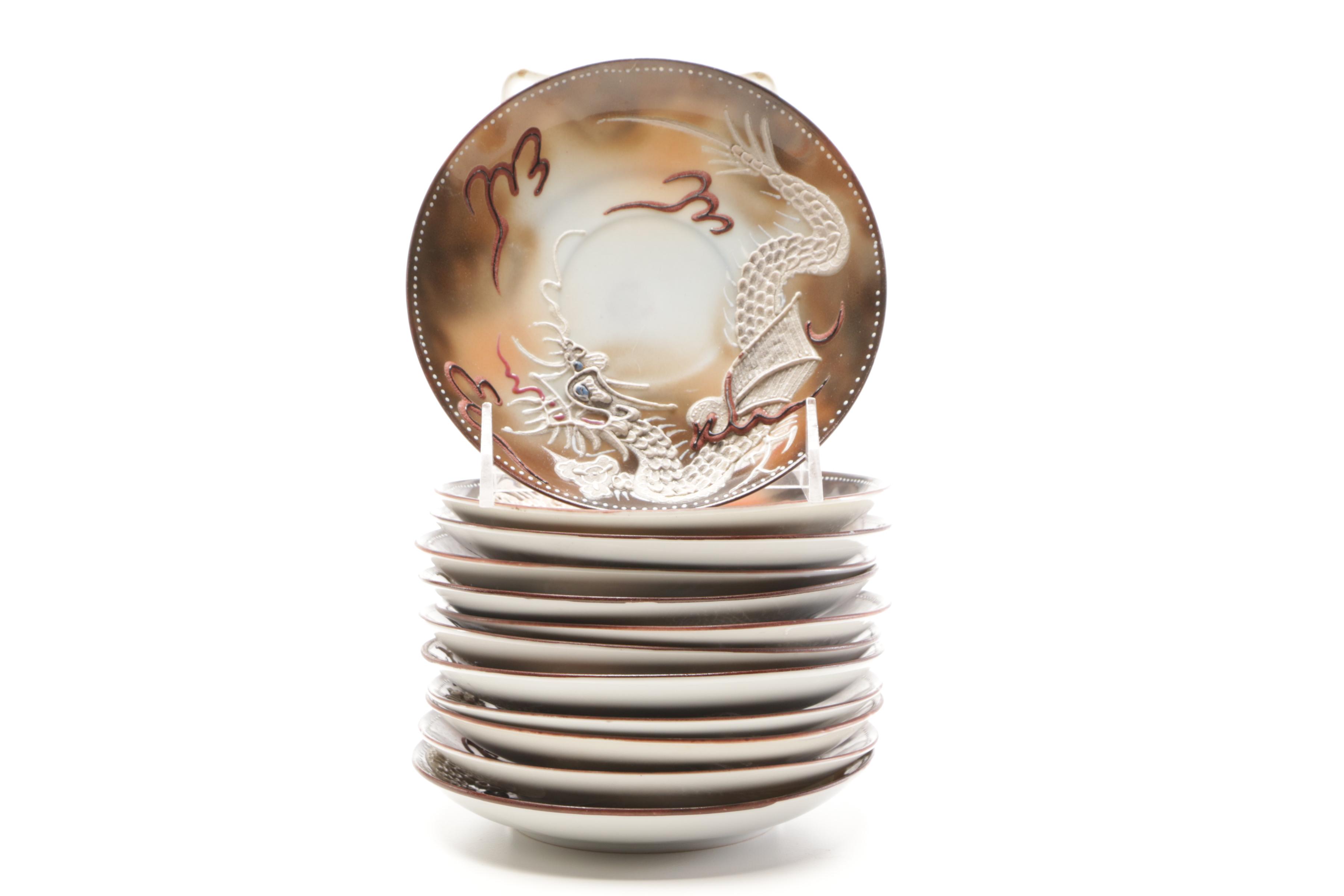 Takito Japanese Moriage Dragonware Porcelain Tea Set