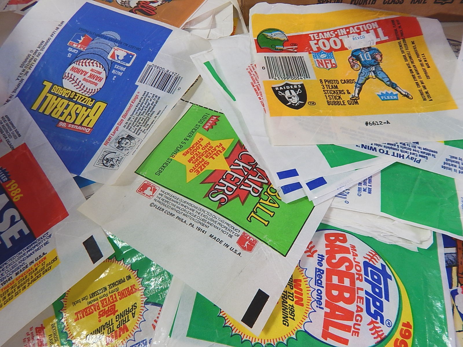 Hundreds of Wax Pack Wrappers with Sports and Non-Sports from 1980s