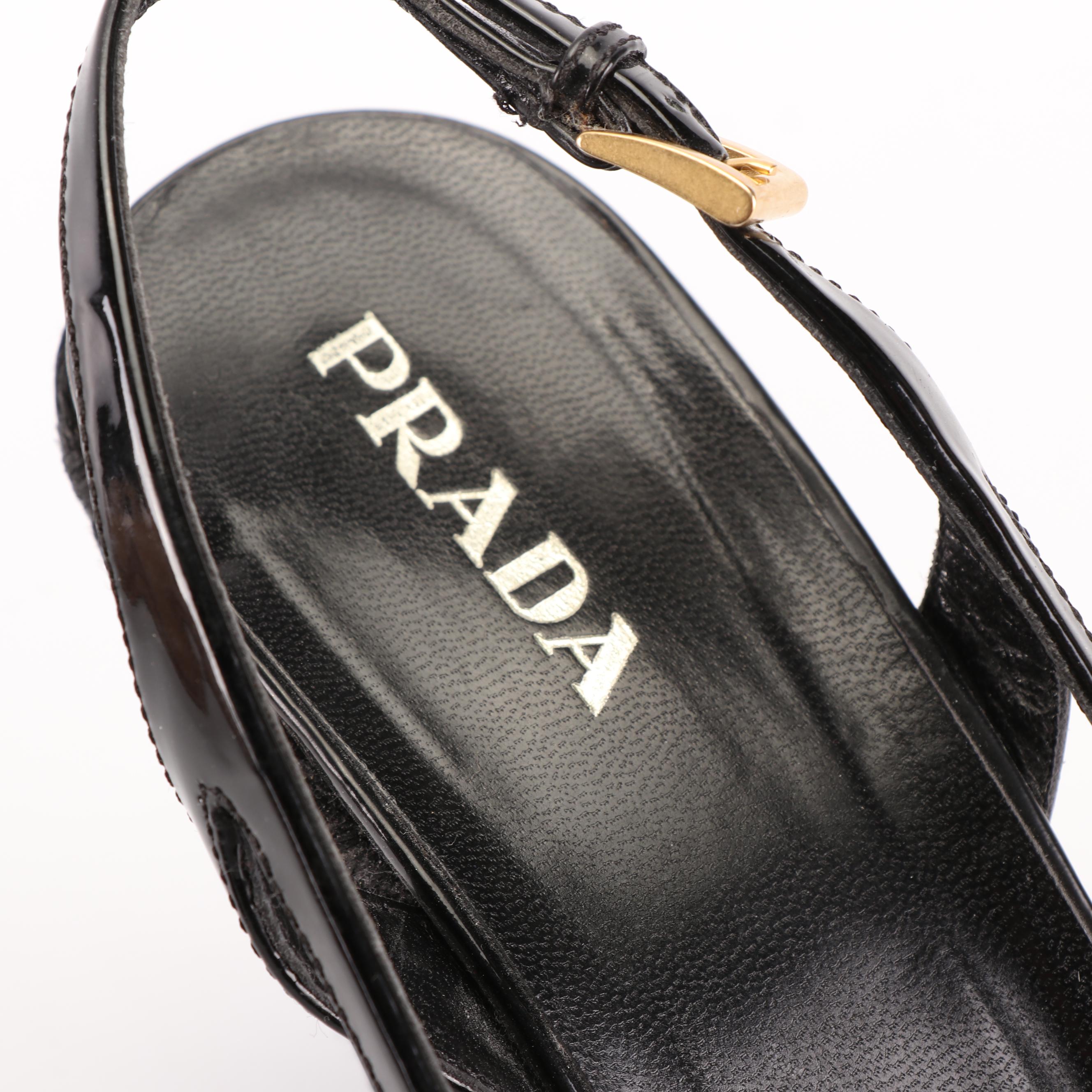 Prada, Burberry and Stuart Weitzman Patent Leather Espadrille Wedge Sandals
