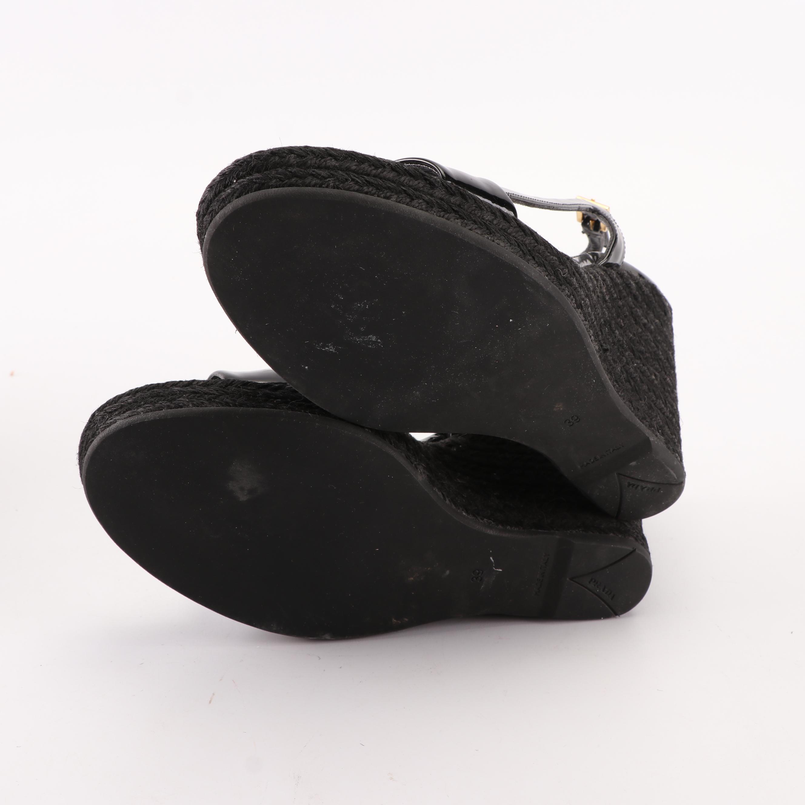 Prada, Burberry and Stuart Weitzman Patent Leather Espadrille Wedge Sandals