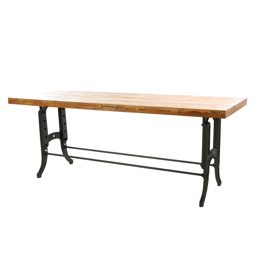 Industrial Style "Savile Row" Pine and Metal Dining Table