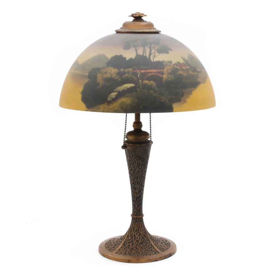 1925 Phoenix Reverse Painted Table Lamp