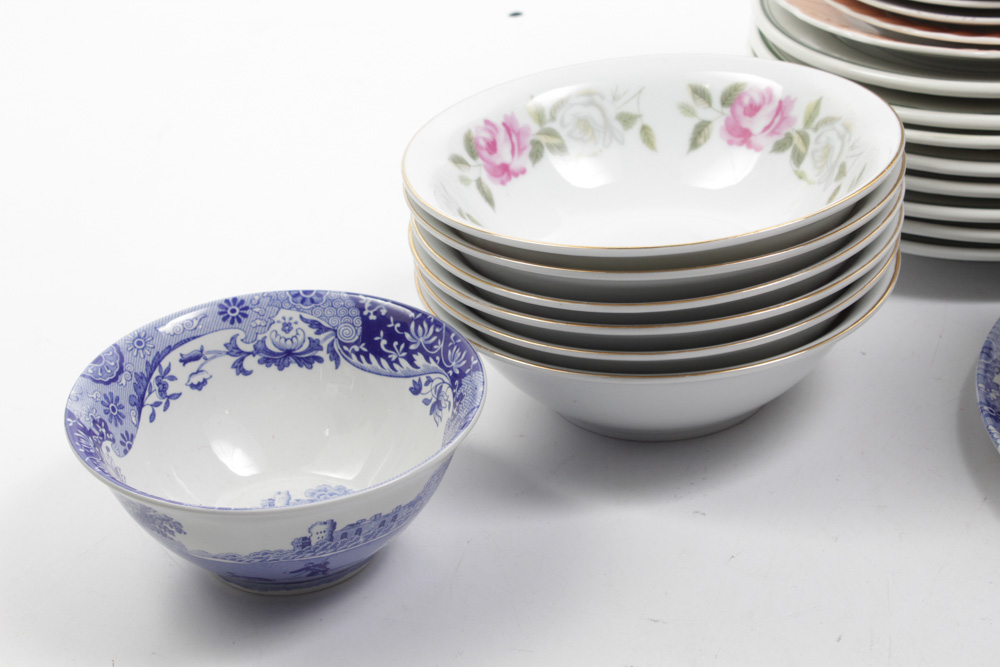 Assorted Ceramic Tableware Featuring Mottahedeh, Spode, and Noritake