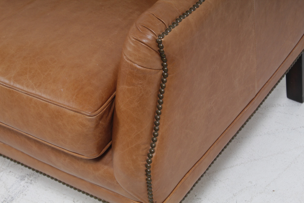 Contemporary Button-Tufted Leather Sofa