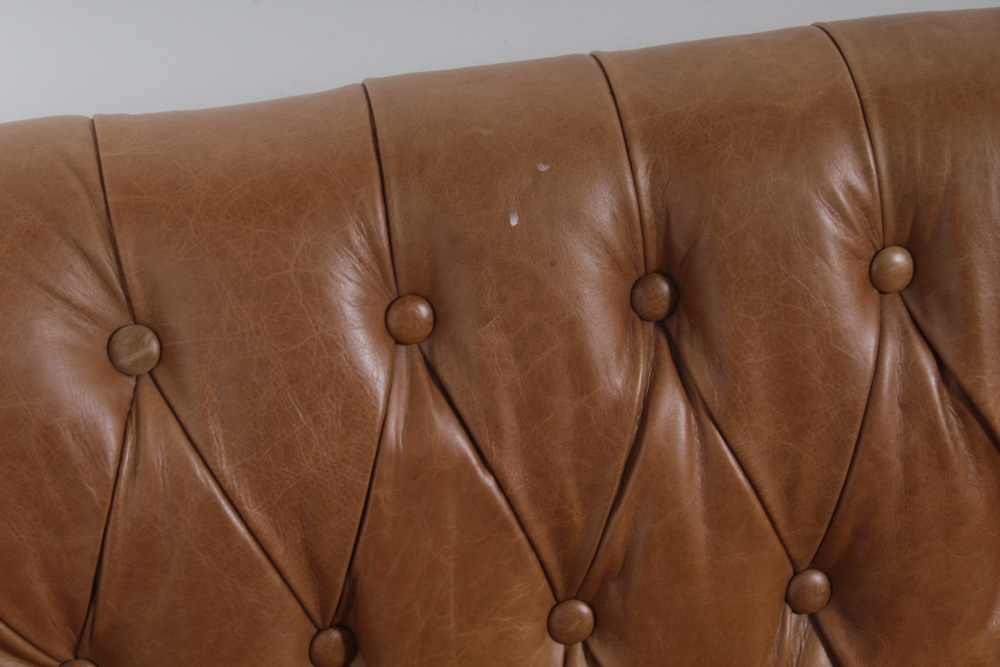 Contemporary Button-Tufted Leather Sofa