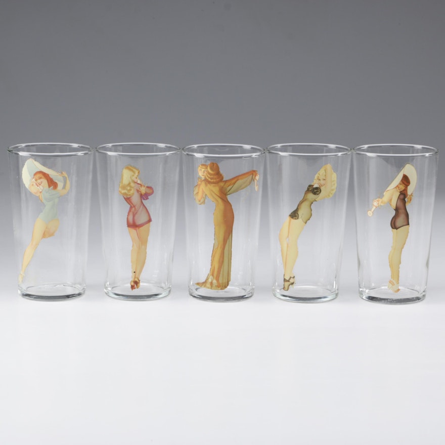 American Novelty Pin-Up Girlie Glasses, Early 20th Century