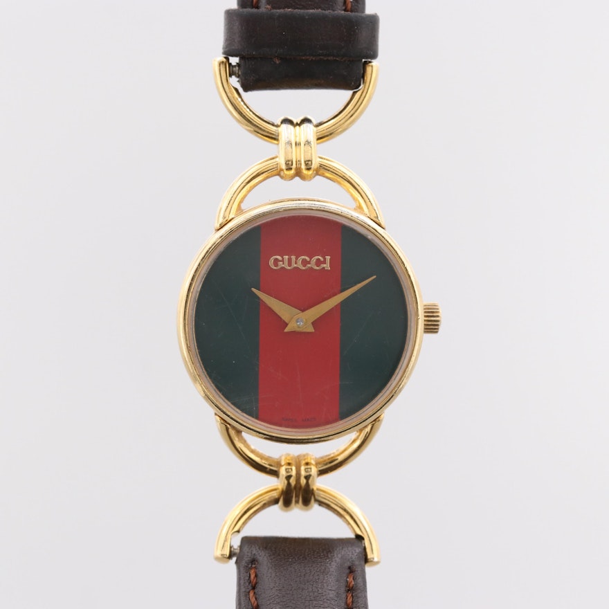 Gucci 600.2.L Gold Tone Stainless Steel Quartz Wristwatch