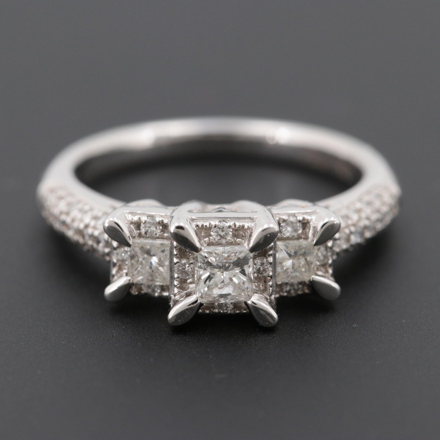 10K White Gold Diamond Ring