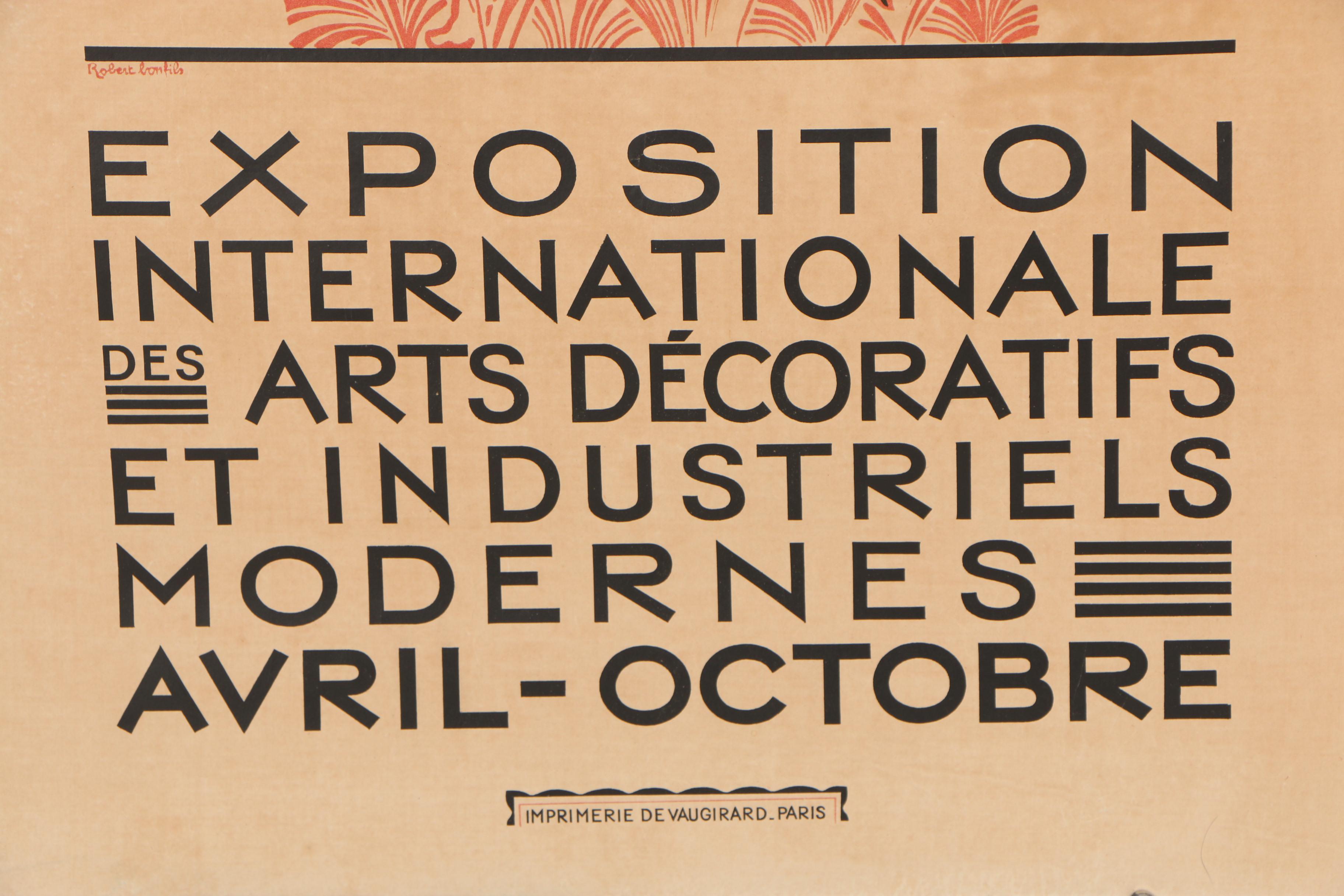 Robert Bonfils Art Deco Relief Print Poster and Proof for 1925 Paris Exposition