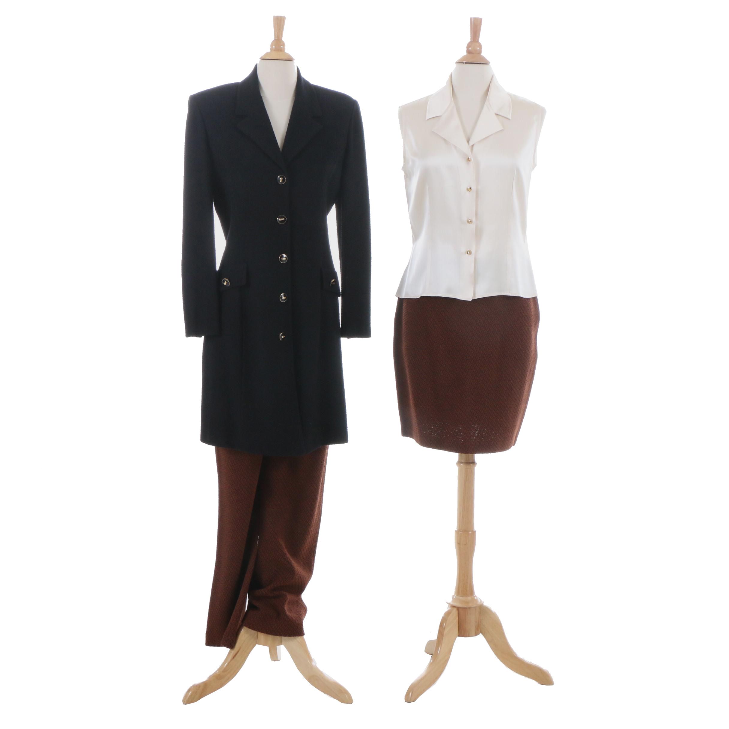 St. John and St. John Collection Knit Suit Separates and Silk Sleeveless Blouse