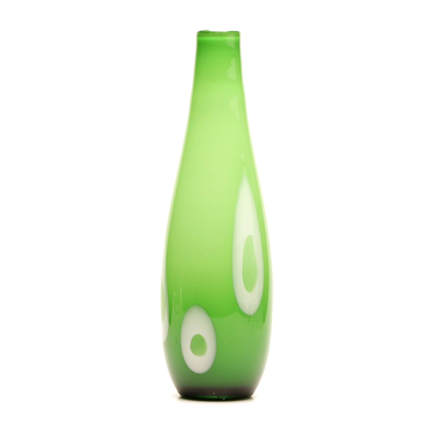 Green Cased Glass Vase