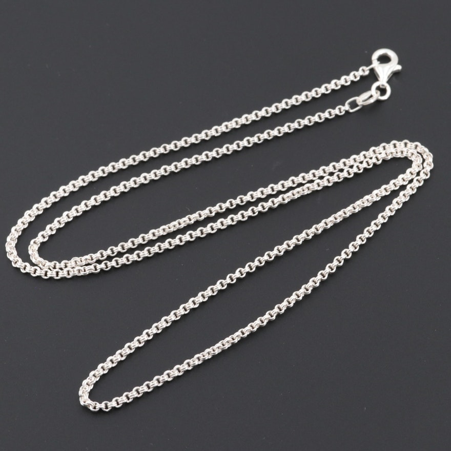 Sterling Silver Double Cable Chain Link Necklace