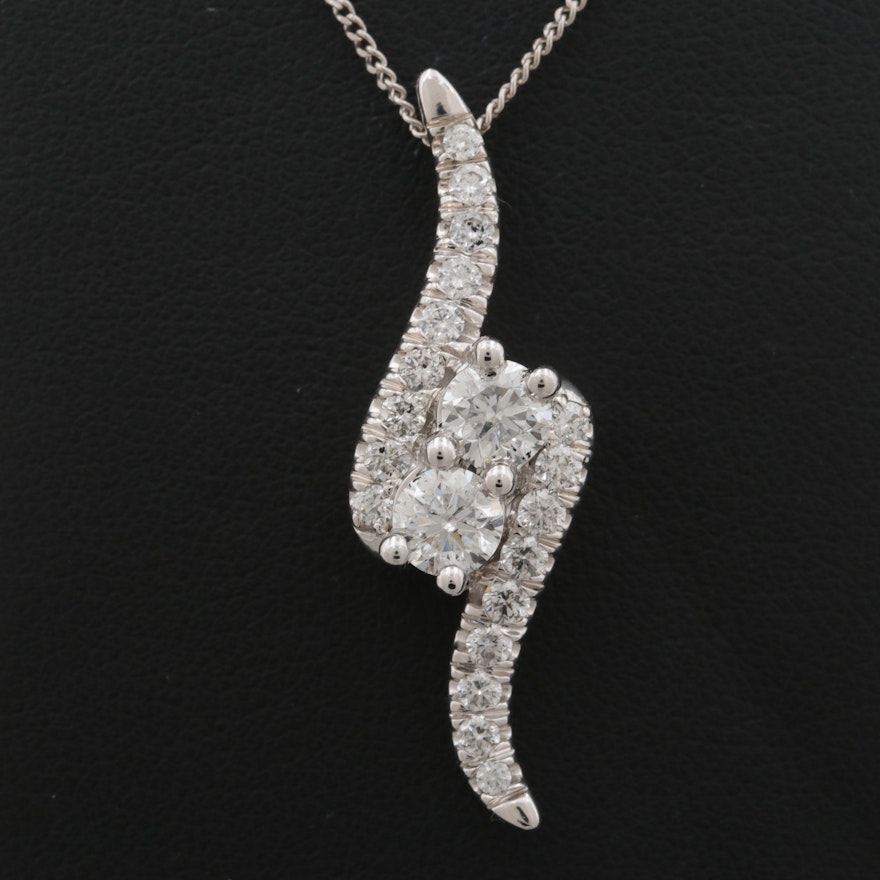 Ever Us 14K White Gold 1.38 CTW Diamond Pendant Necklace
