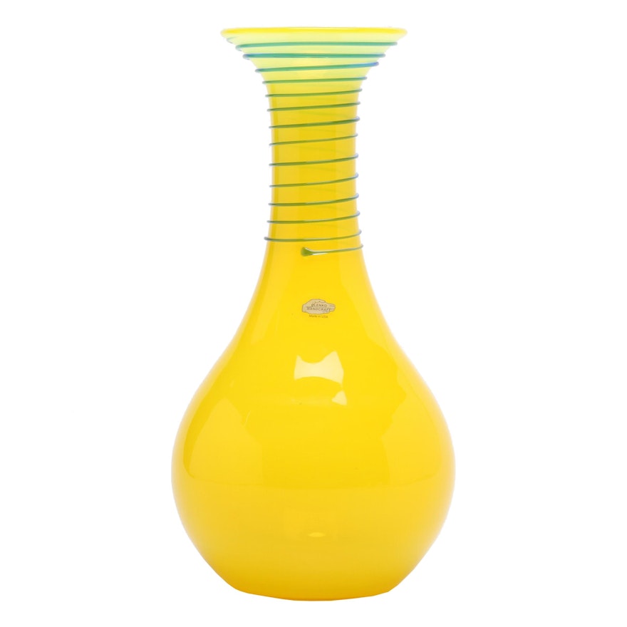 Signed Blenko Hand-Blown Glass Vase