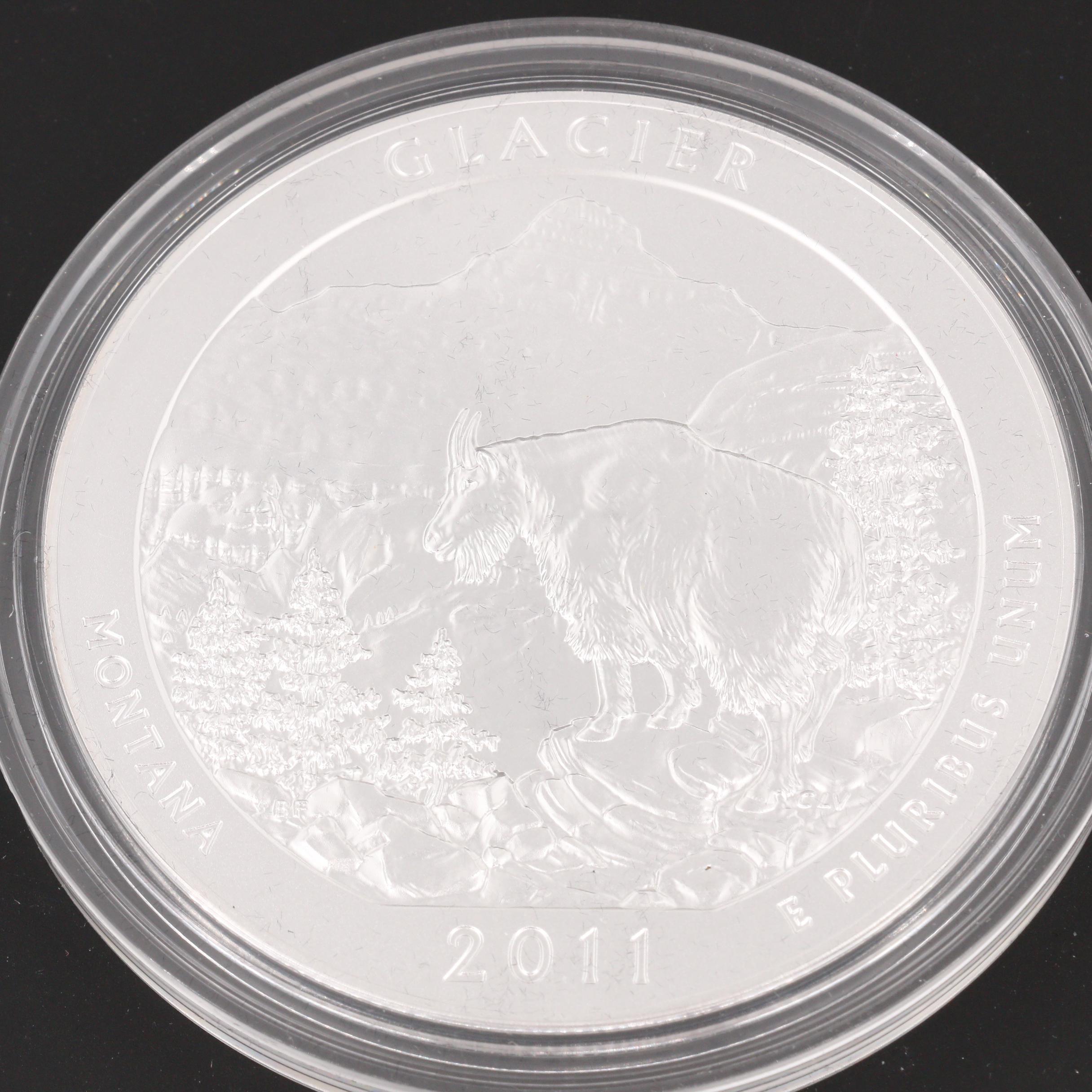 Two America the Beautiful 5 Oz. Fine Silver Bullion Coins