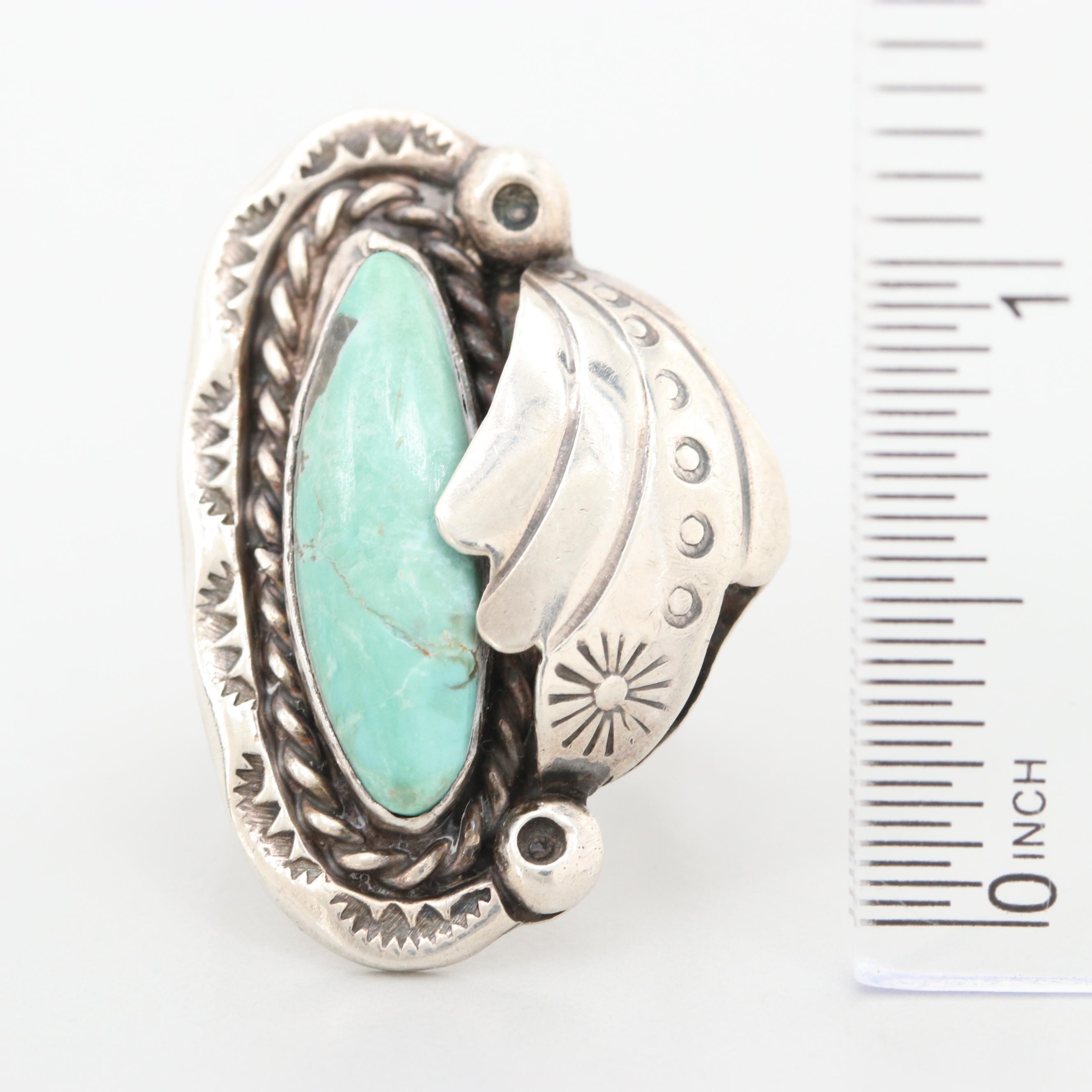 Herbert Pino Cherokee Sterling Silver Turquoise Ring