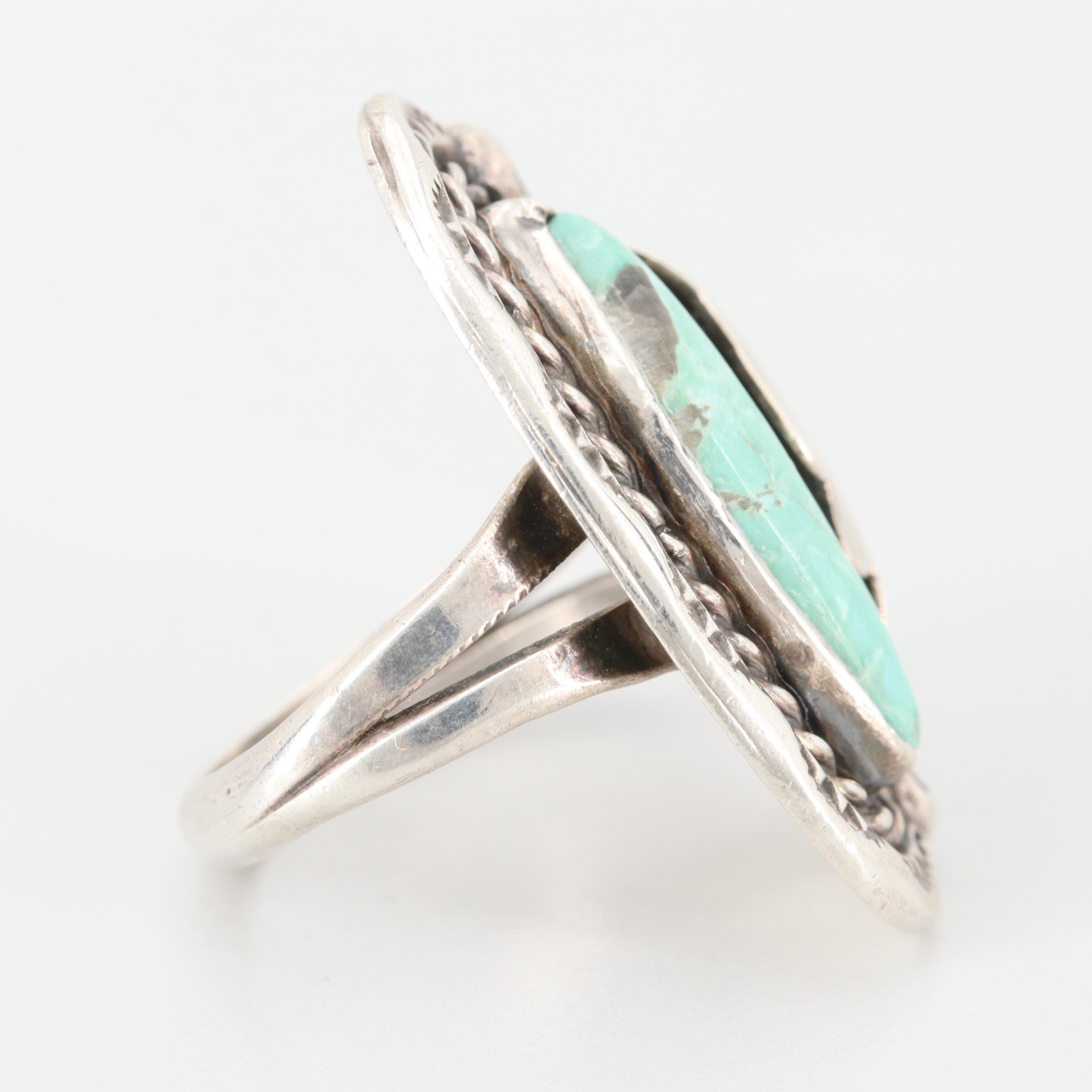 Herbert Pino Cherokee Sterling Silver Turquoise Ring
