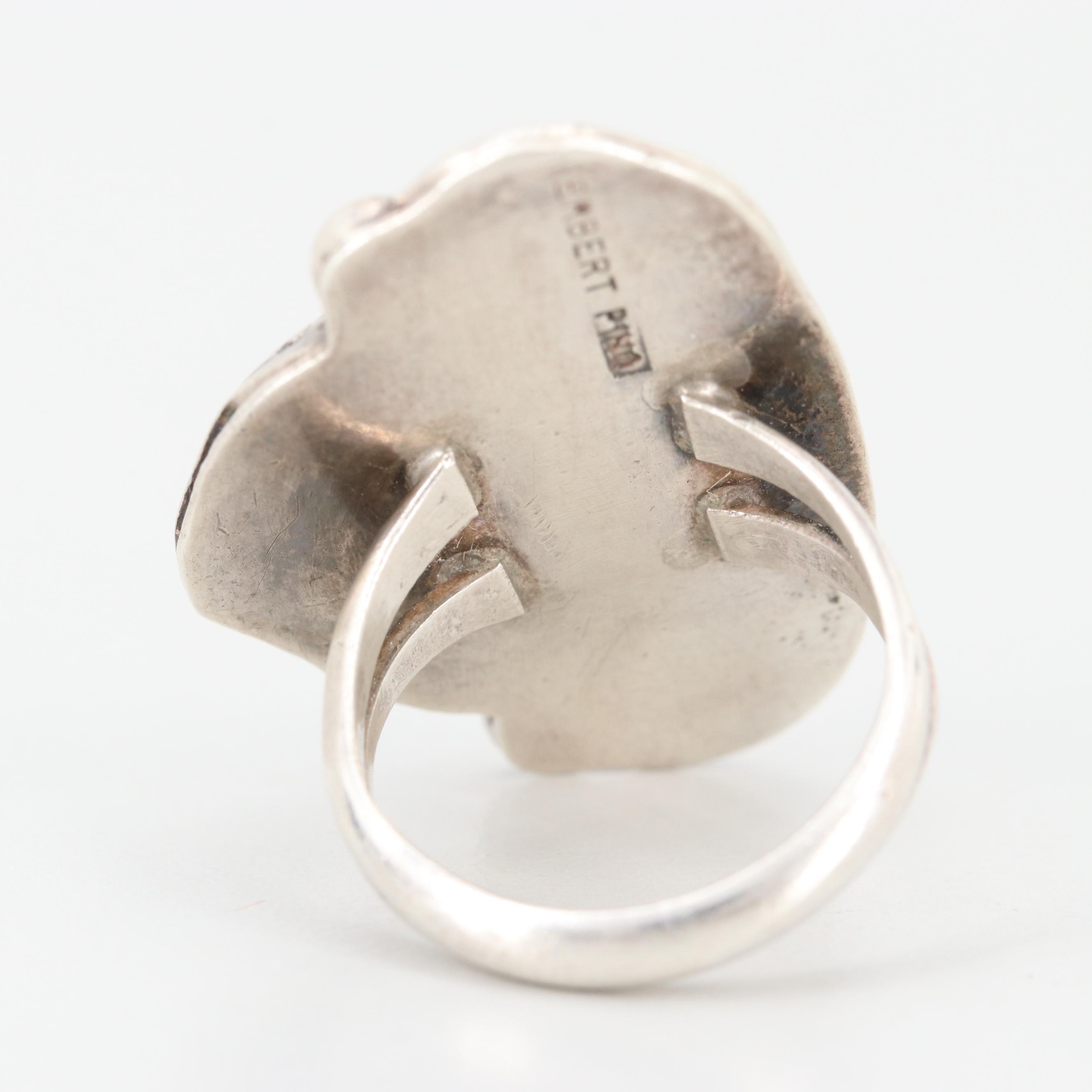 Herbert Pino Cherokee Sterling Silver Turquoise Ring