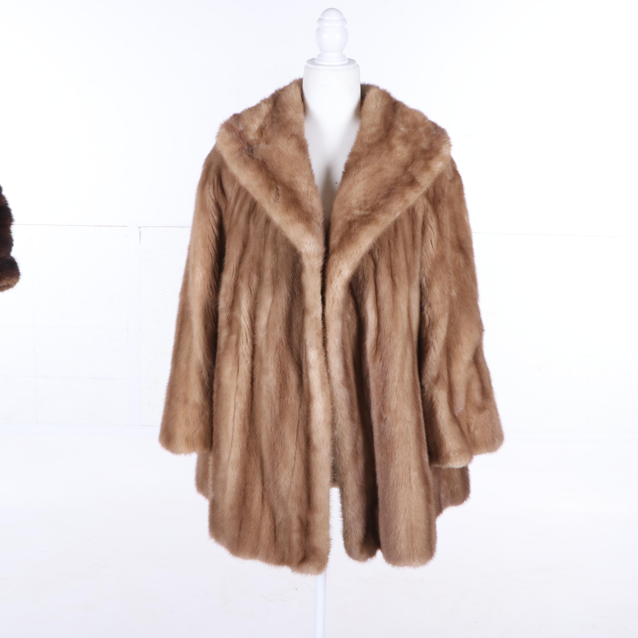 Women's Vintage Revillon Mink Fur Coat and G. Fox & Co. Mink Fur Stole, Vintage