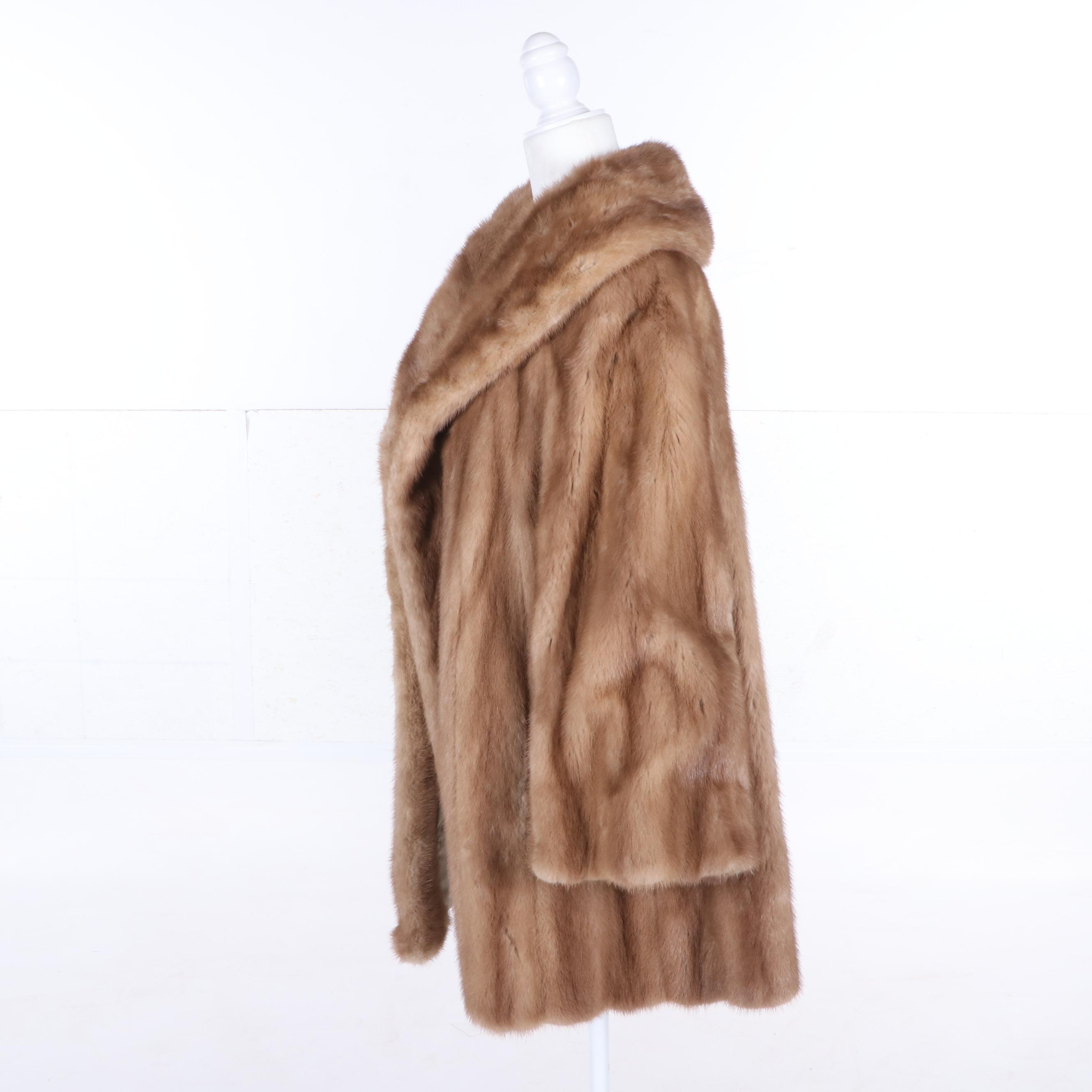 Women's Vintage Revillon Mink Fur Coat and G. Fox & Co. Mink Fur Stole, Vintage