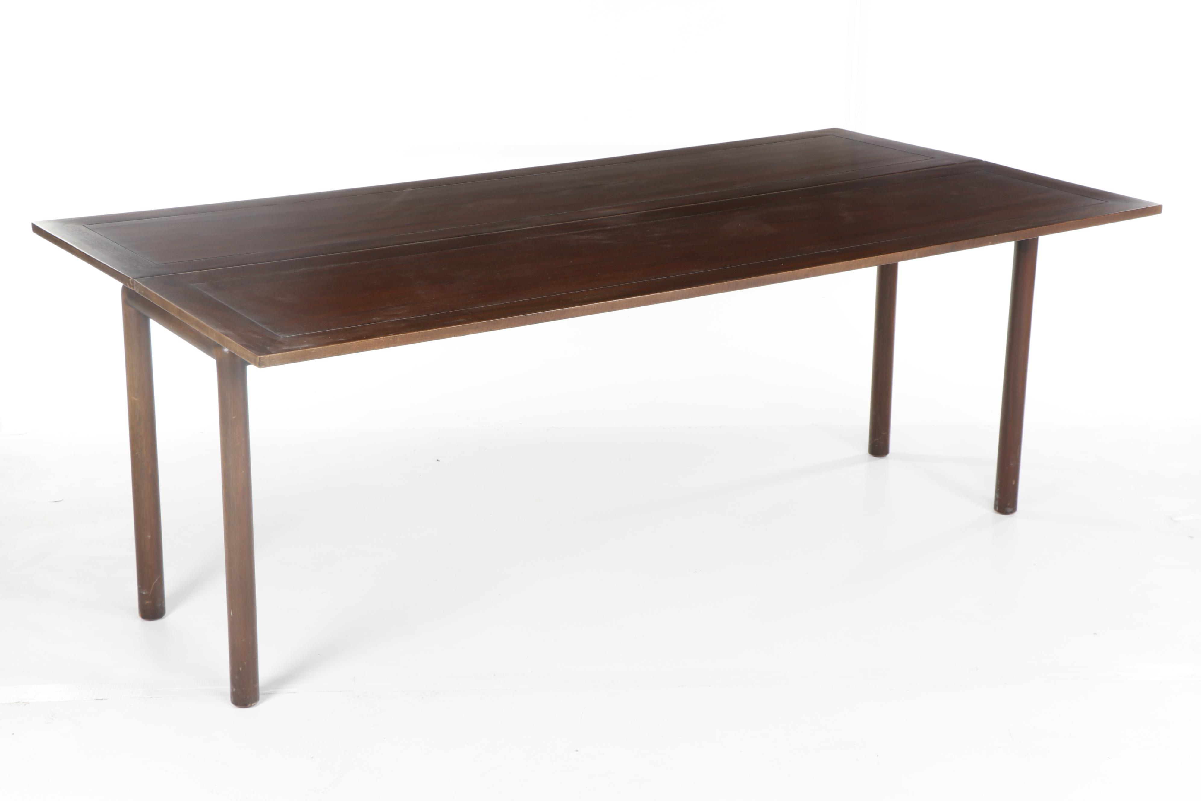 Harvey Probber-Style Flip Top Console Dining Table with Carved Decor