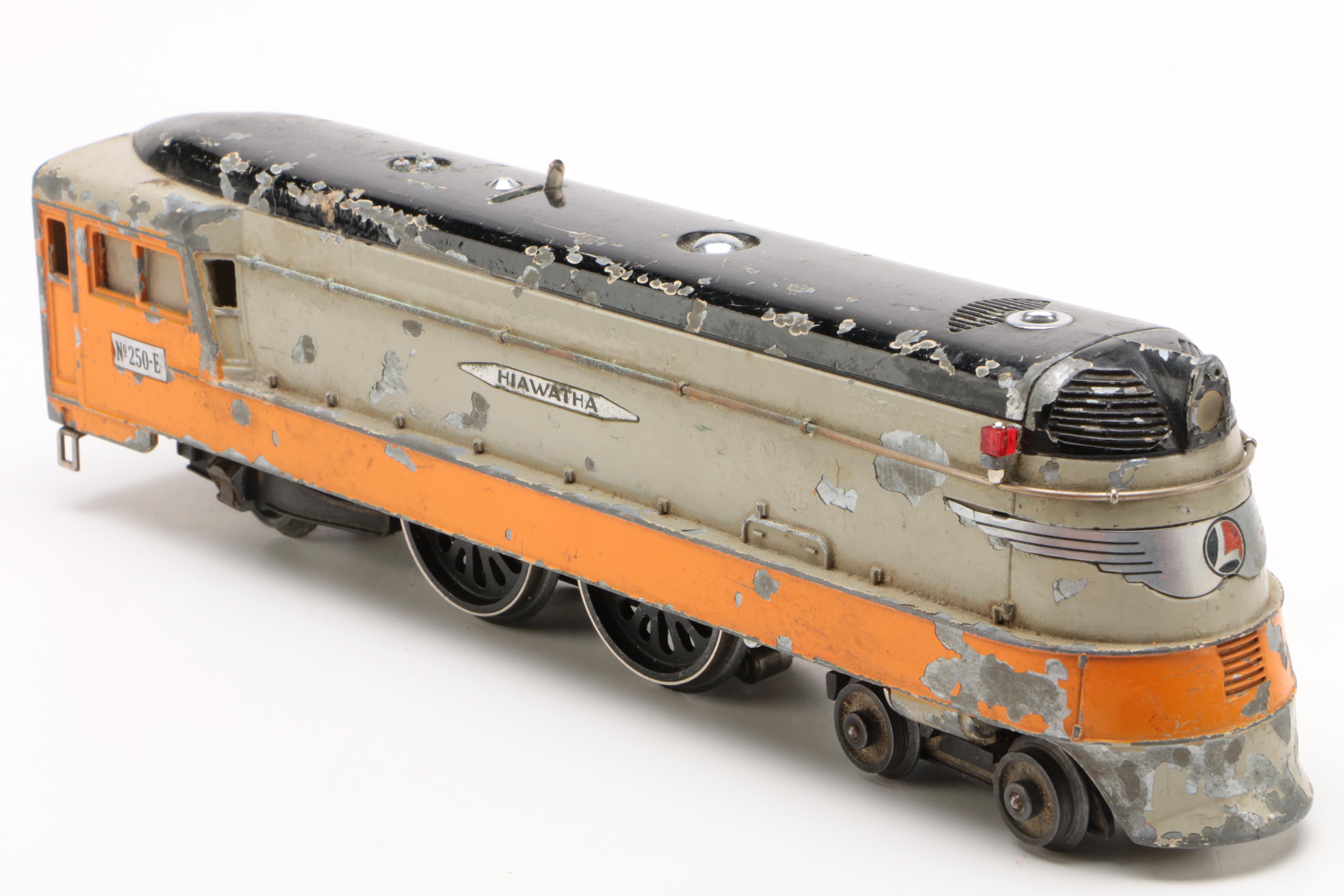 Lionel O Gauge Hiawatha Steam Locomotive, Tender, and Passenger Cars, 1930s