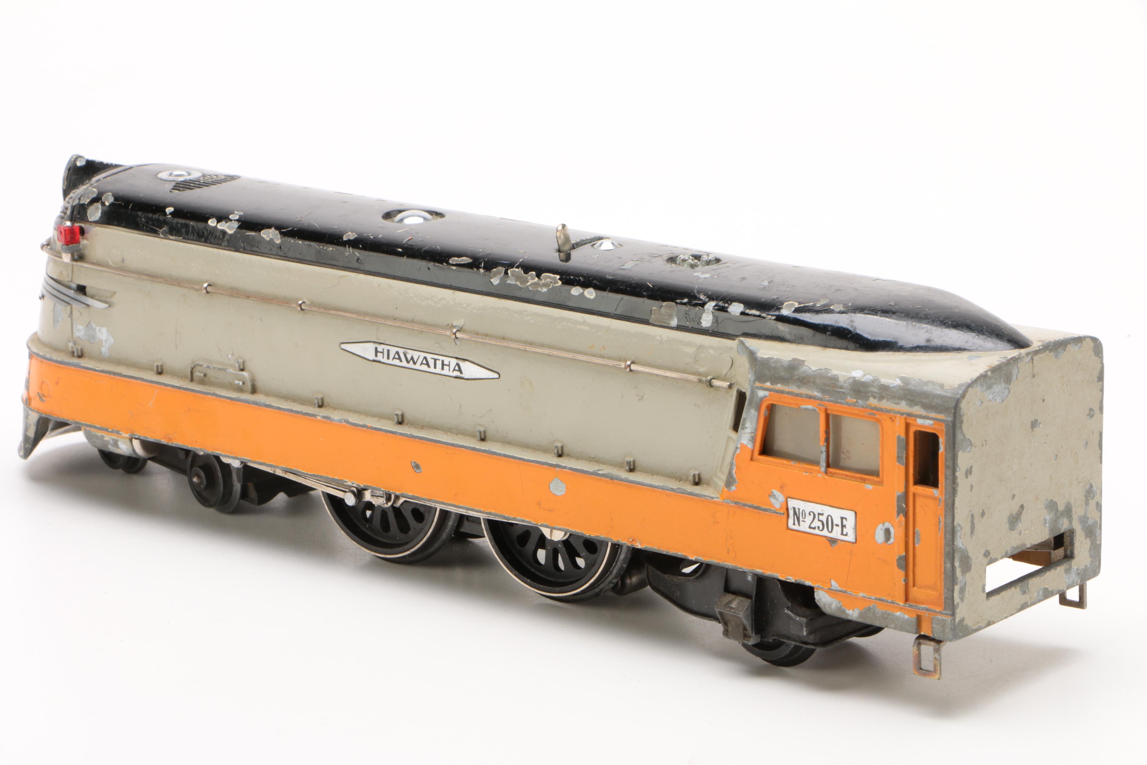 Lionel O Gauge Hiawatha Steam Locomotive, Tender, and Passenger Cars, 1930s
