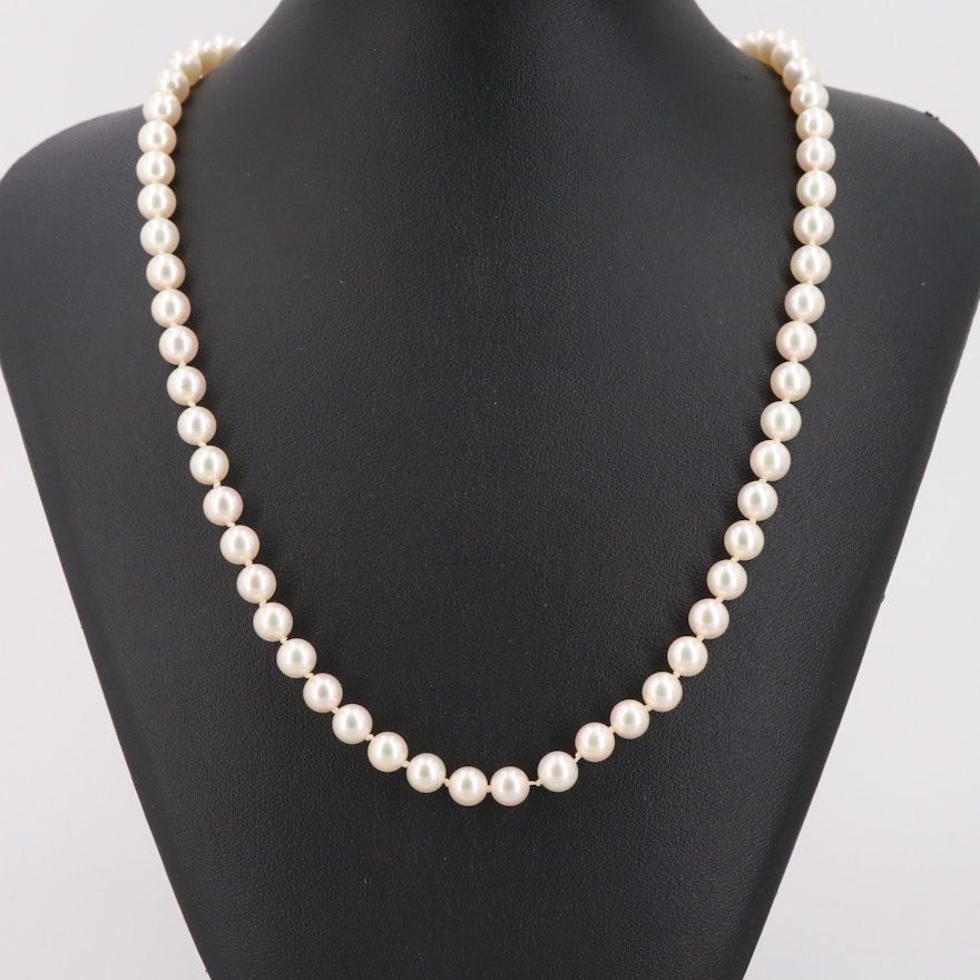 14K Yellow Gold Cultured Pearl and Diamond Necklace