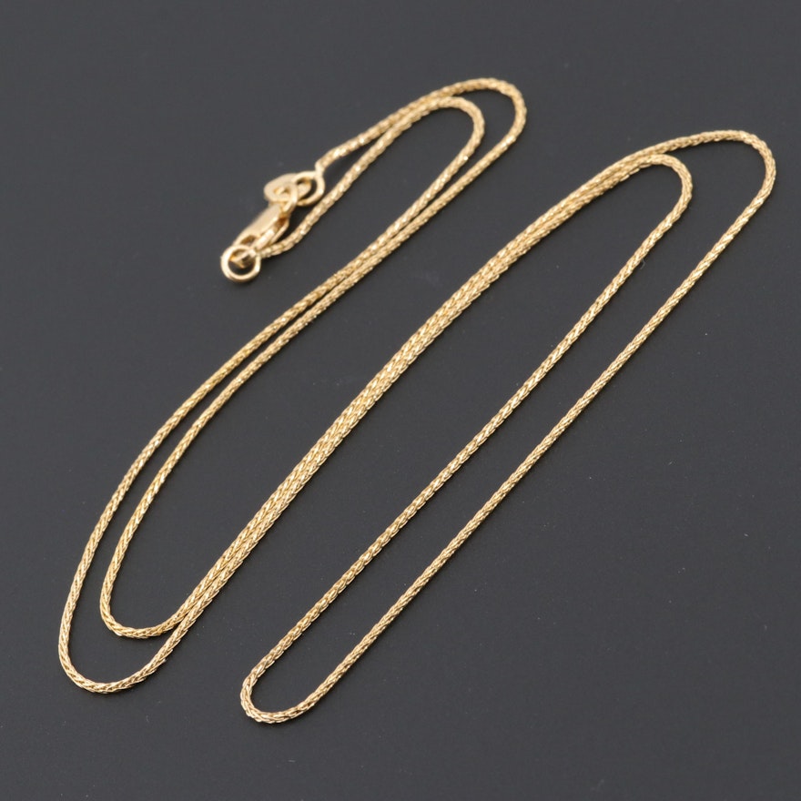 14K Yellow Gold Wheat Chain Necklace