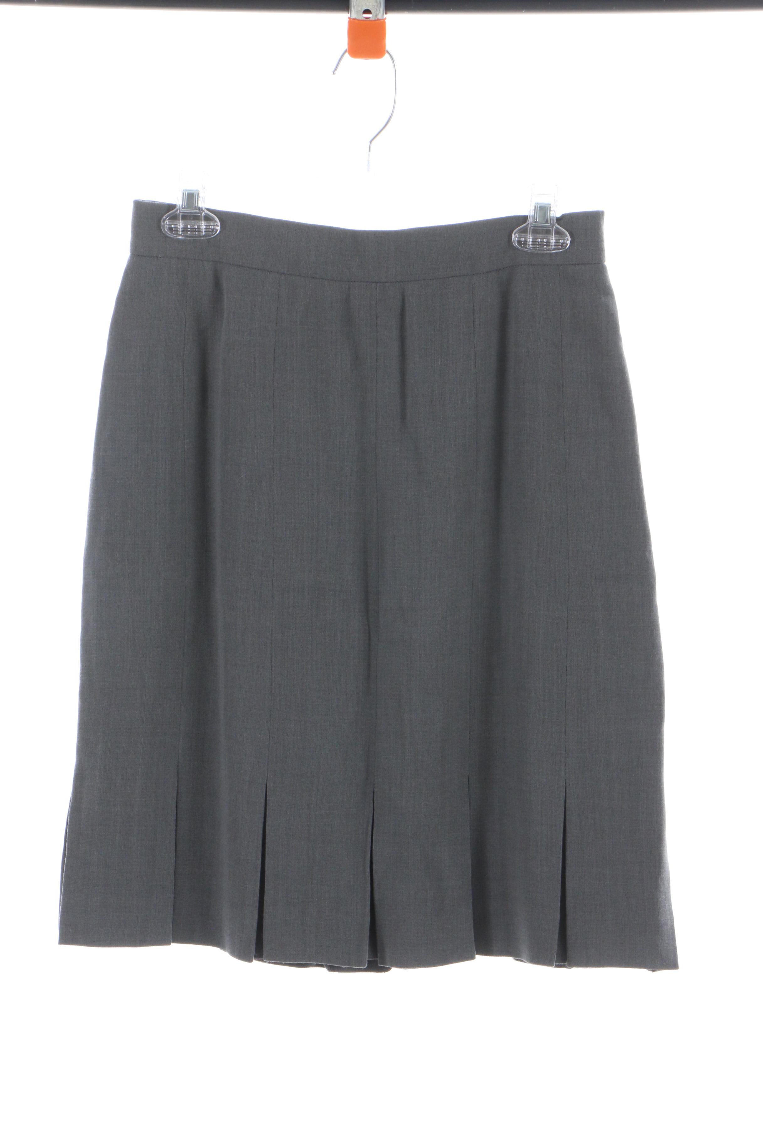 Escada Pinstripe Skirt Suit, Gray Skirt and Silk Blouses