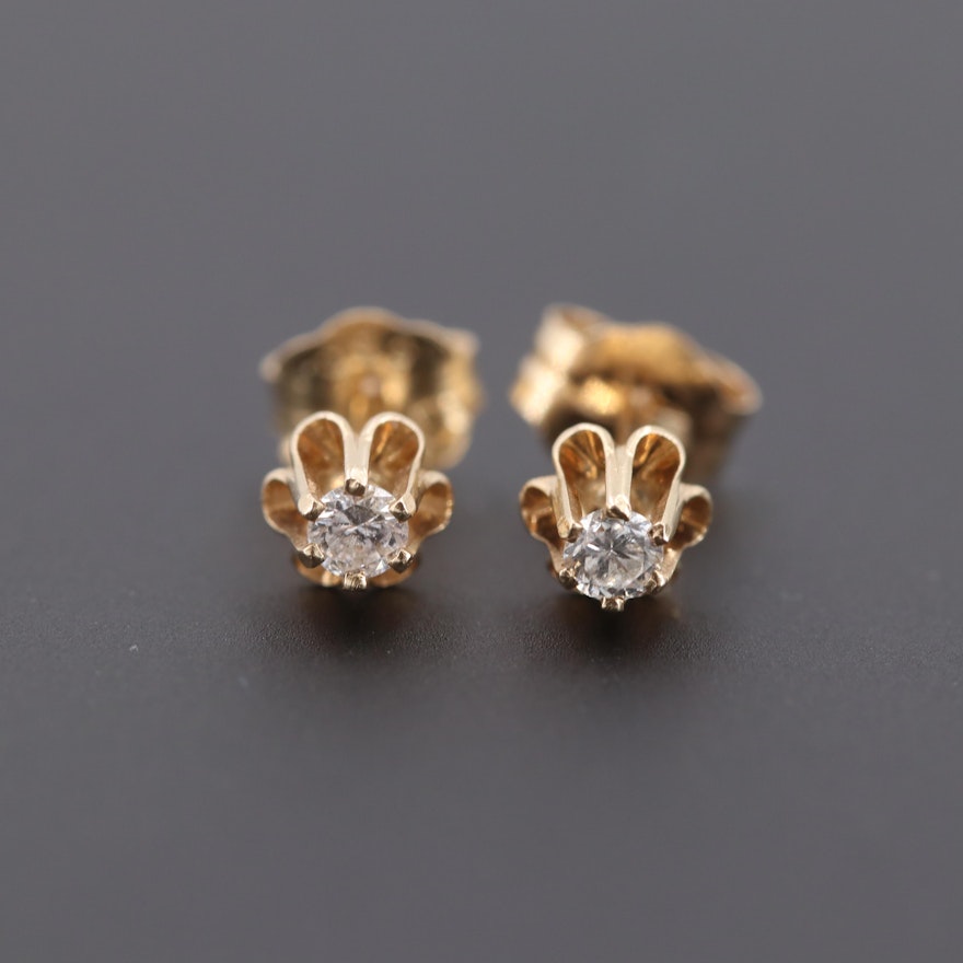 14K Yellow Gold Diamond Earrings