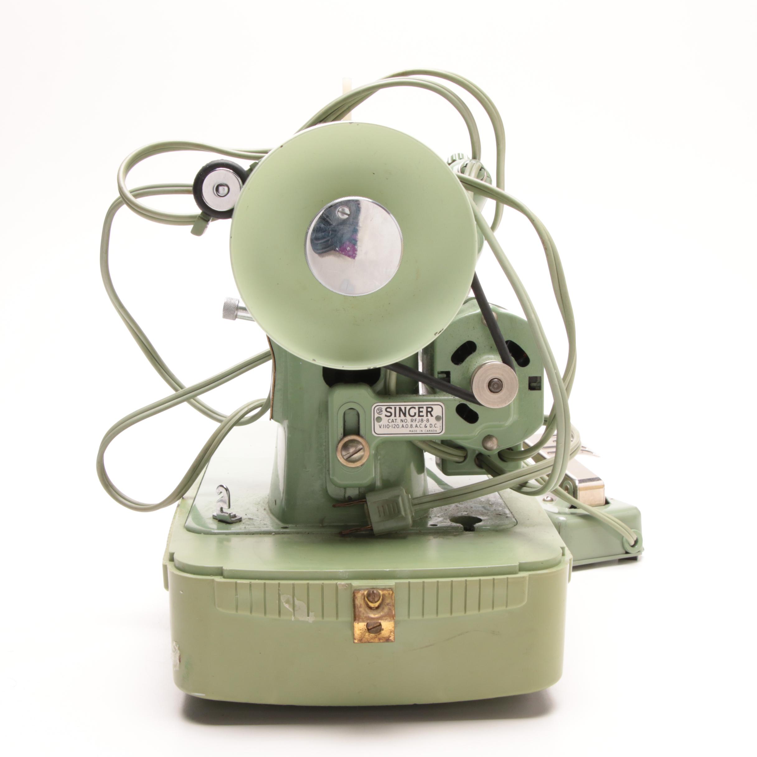 1950s Portable Singer Sewing Machine in Green