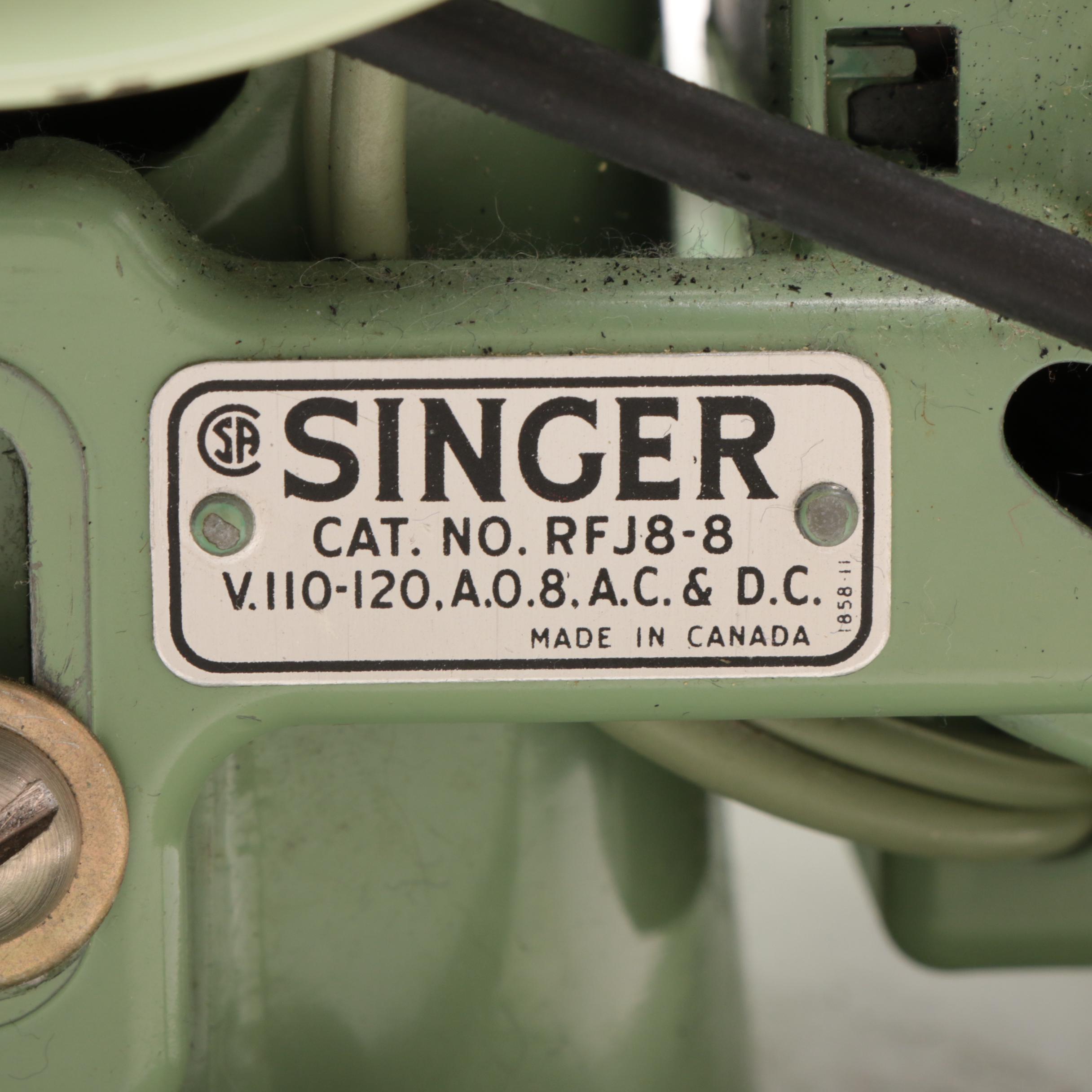 1950s Portable Singer Sewing Machine in Green