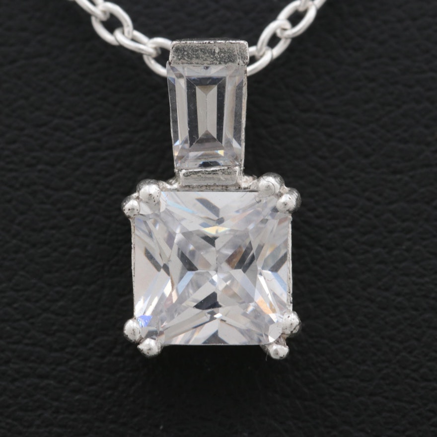 Sterling Silver Cubic Zirconia Pendant Necklace