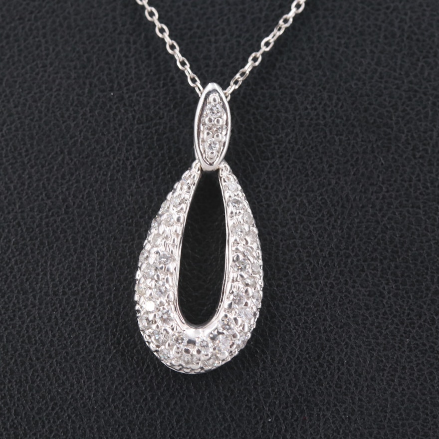 14K White Gold Diamond Necklace