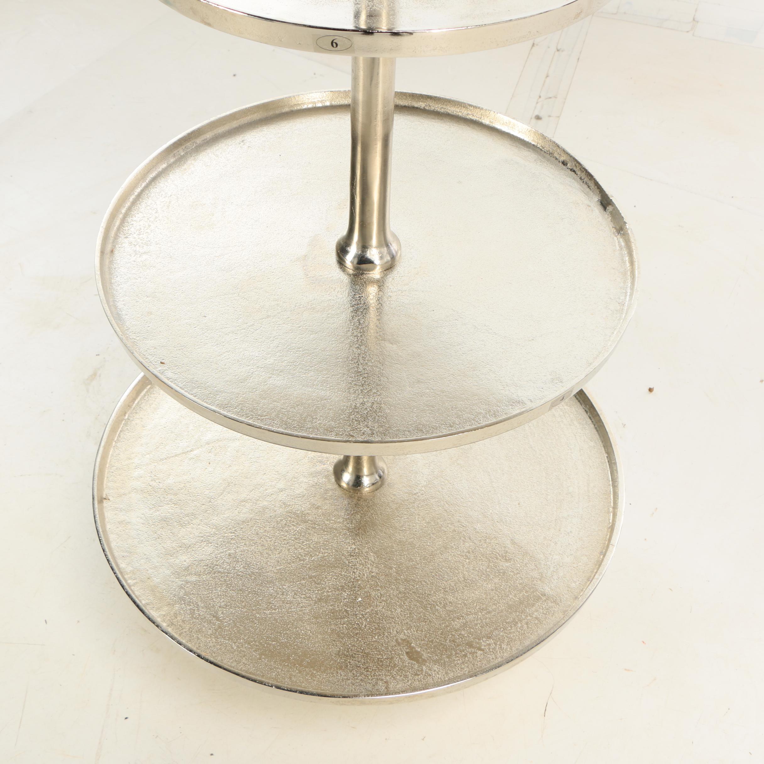 "Milan" Silver Metal Alloy Four-Tier Display Stand