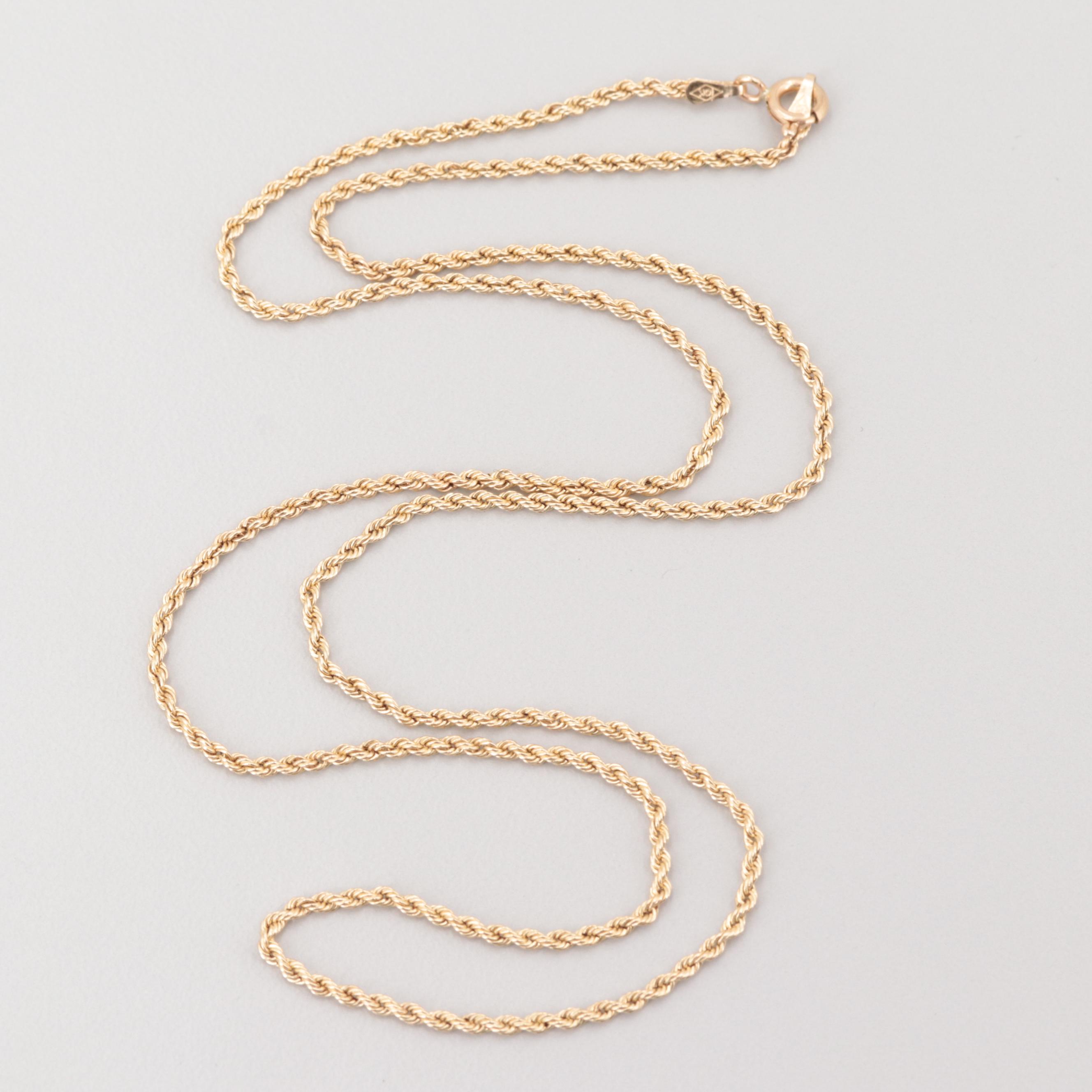 10K Yellow Gold Rope Necklace and Bracelet